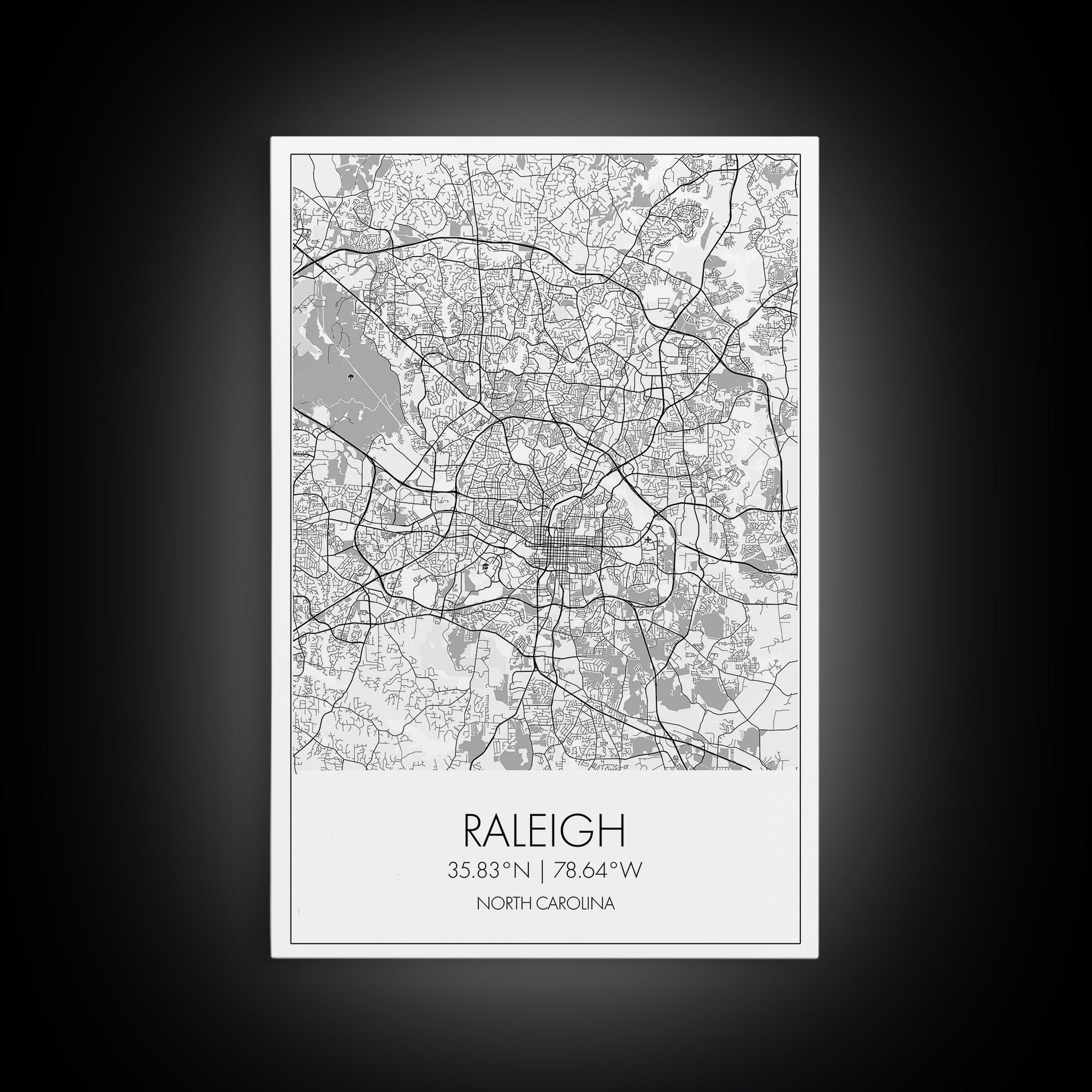 Raleigh Street Map, North Carolina Map, City Map Art, Minimalist Art, Wall Art, Canvas Print, Travel Lover Gift, Bedroom Wall Art