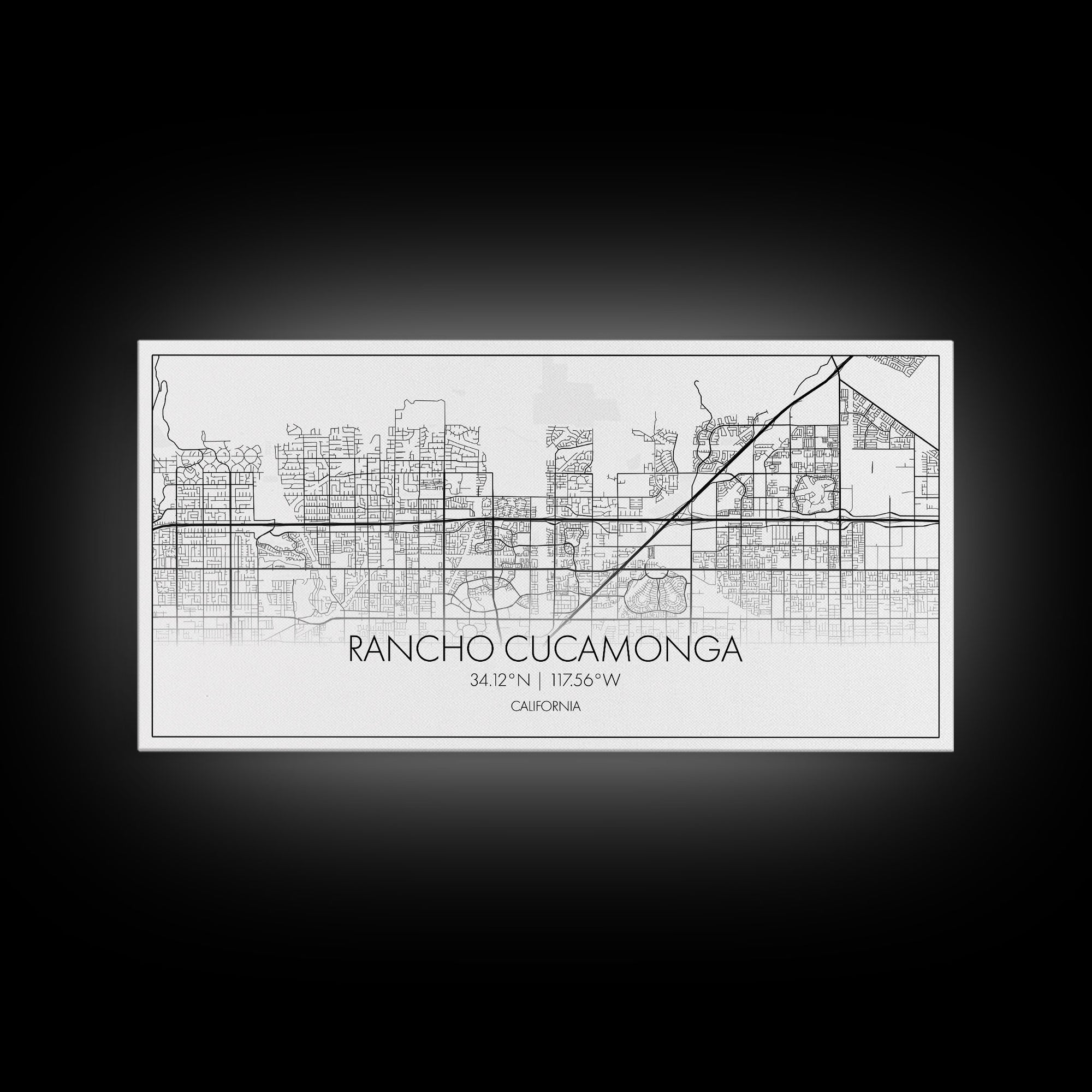 Rancho Cucamonga City Map, California Art, Map Print, Minimalist Wall Art, Wall Art, Canvas Art, Wall Hanging, Wedding Gift, Family Wall Art