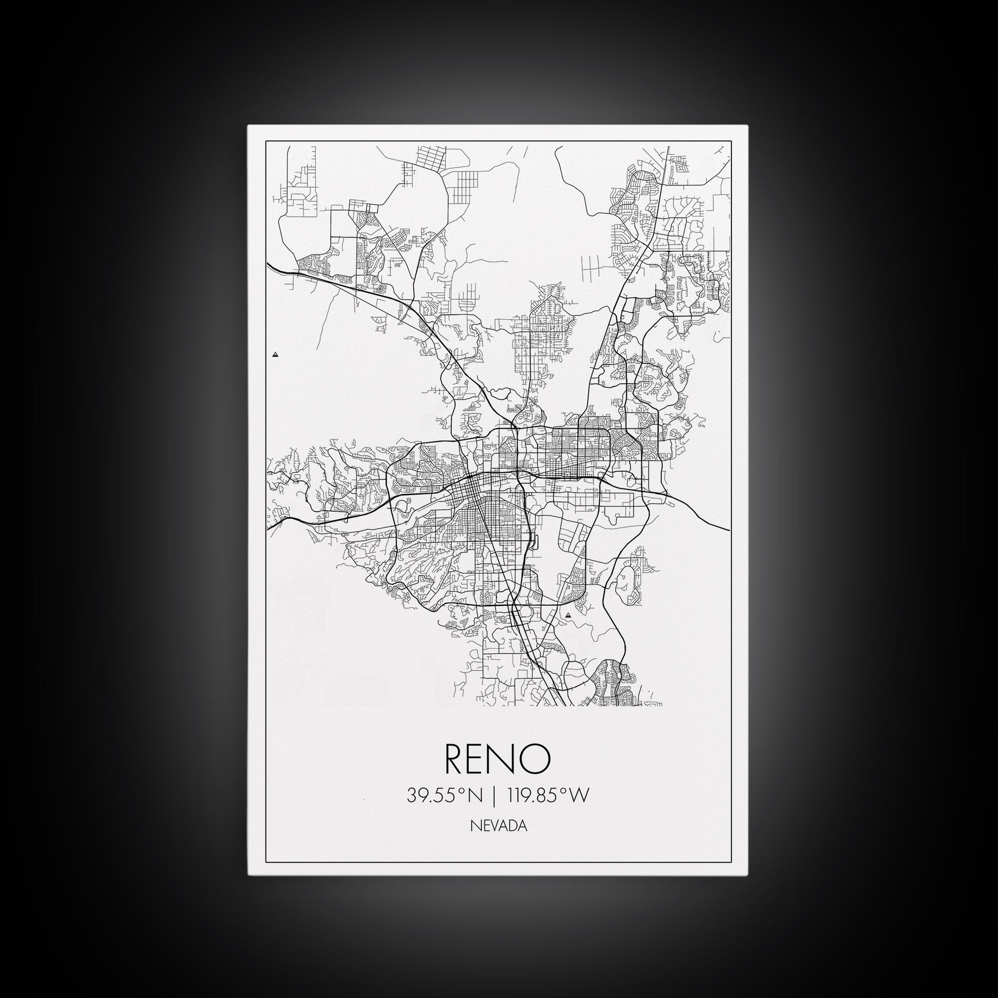 Reno Street Map, Nevada Map, City Map Art, Minimalist Art, Wall Art, Canvas Print, Girls Room Décor, Traveler Gift, Travel Art Print