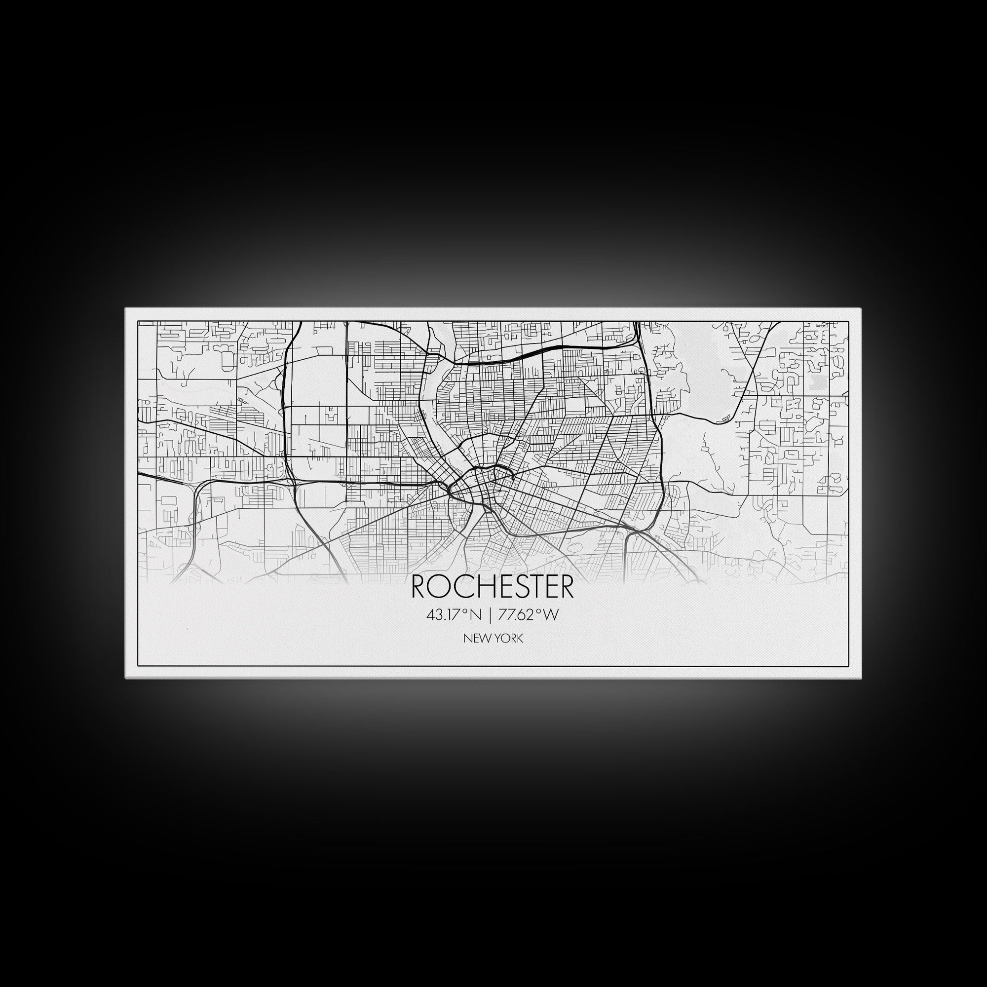 Rochester City Map, New York Art, Map Print, Minimalist Wall Art, Wall Art, Canvas Art, Rustic Wall Art, Wall Deco, Housewarming Gift