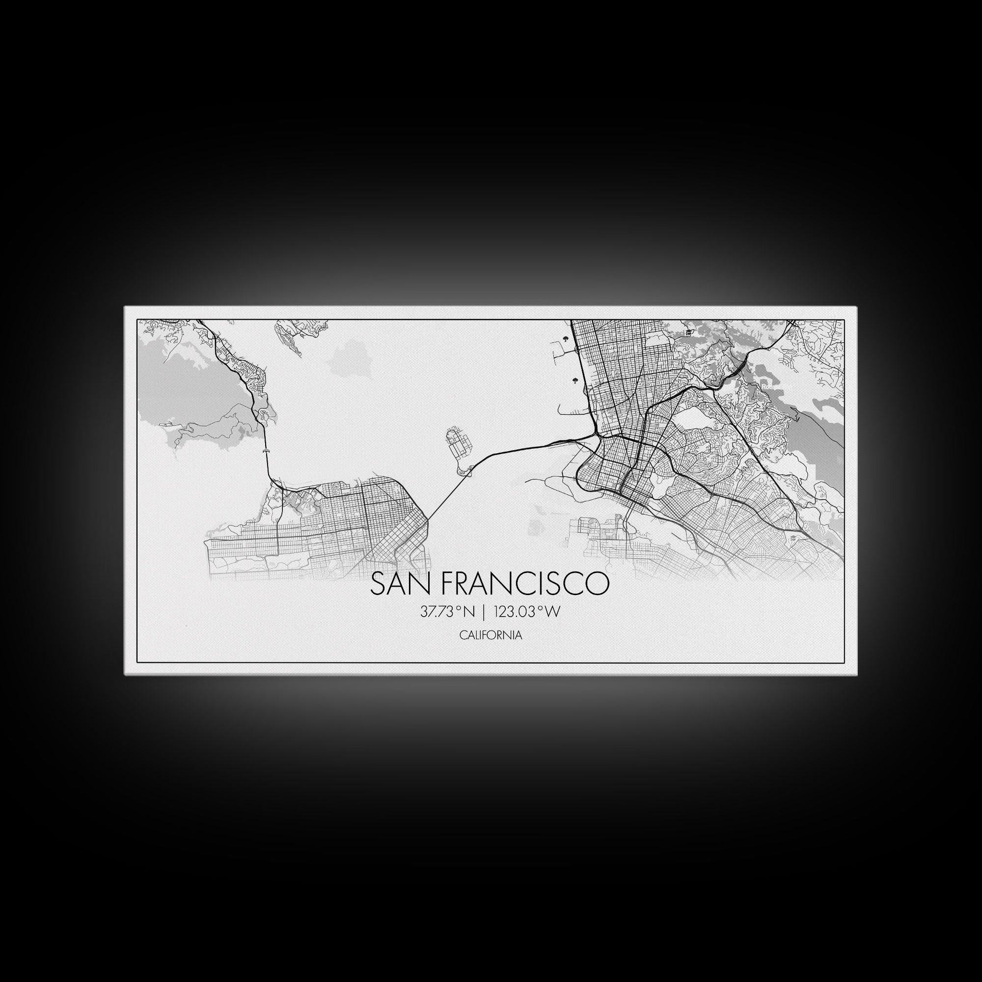 San Francisco City Map, California Art, Map Print, Modern Wall Art, Wall Art, Canvas Art, Bookshelf Décor, Dining Room Prints, City Wall Art