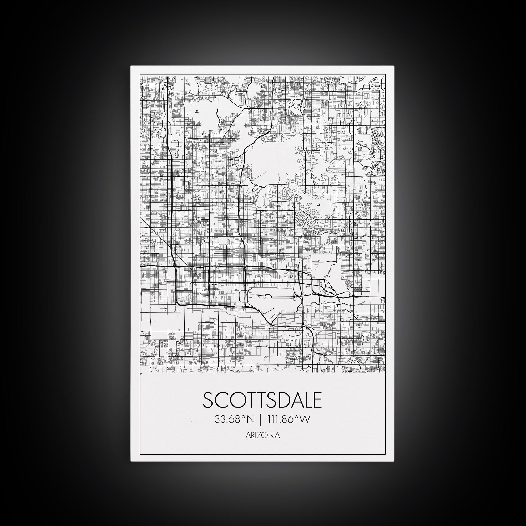 Scottsdale Street Map, Arizona Map, City Map Print, Minimalist Art, Wall Art, Canvas Print, Home Office Art, Gift For Her, Travel Wall Print