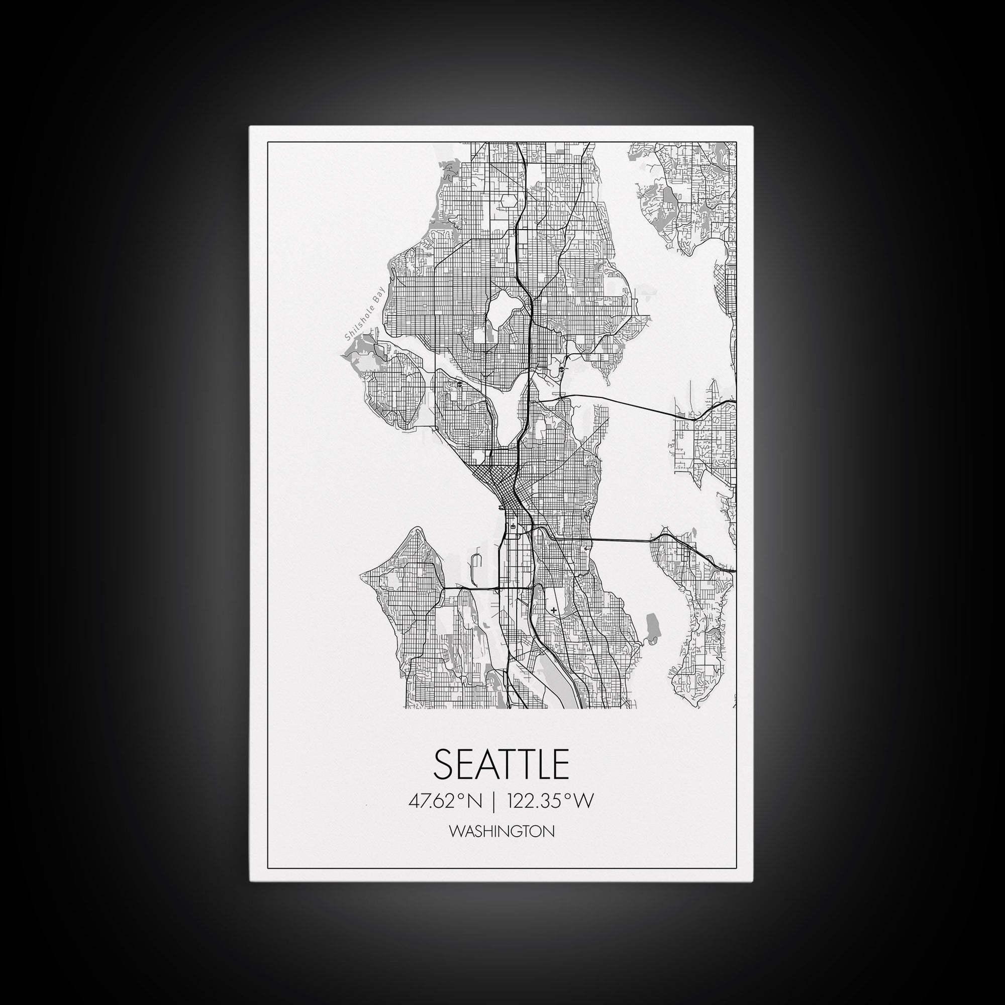 Seattle Street Map, Washington Map, City Map Print, Minimalist Art, Wall Art, Canvas Print, Unique Wall Décor, Anniversary Gift, Travel Art