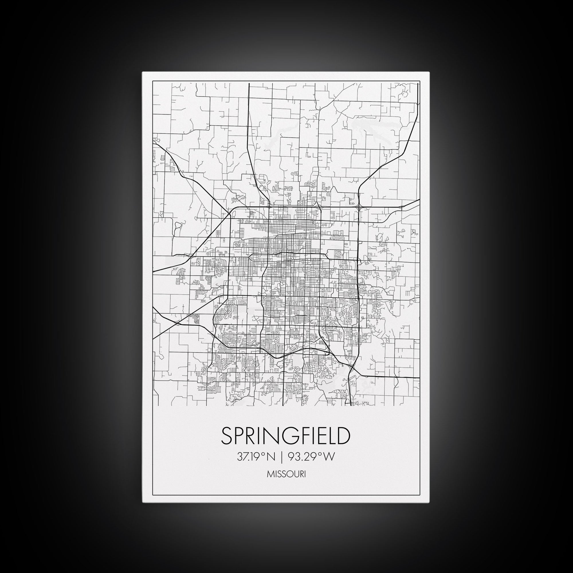 Springfield Street Map, Missouri Map, City Map Print, Modern Wall Art, Wall Art, Canvas Print, Bedroom Wall Décor, Gifts For Couple