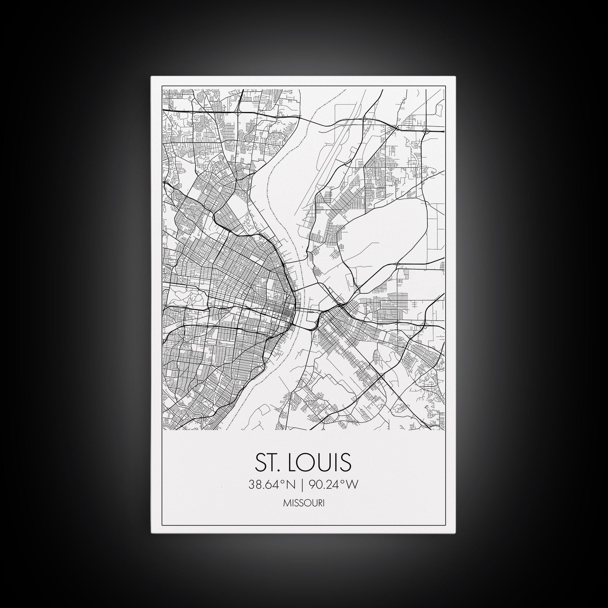 St Louis Street Map, Missouri Map, City Map Print, Modern Wall Art, Wall Art, Canvas Print, Dorm Room Décor, Travel Lover Gift, Travel Art