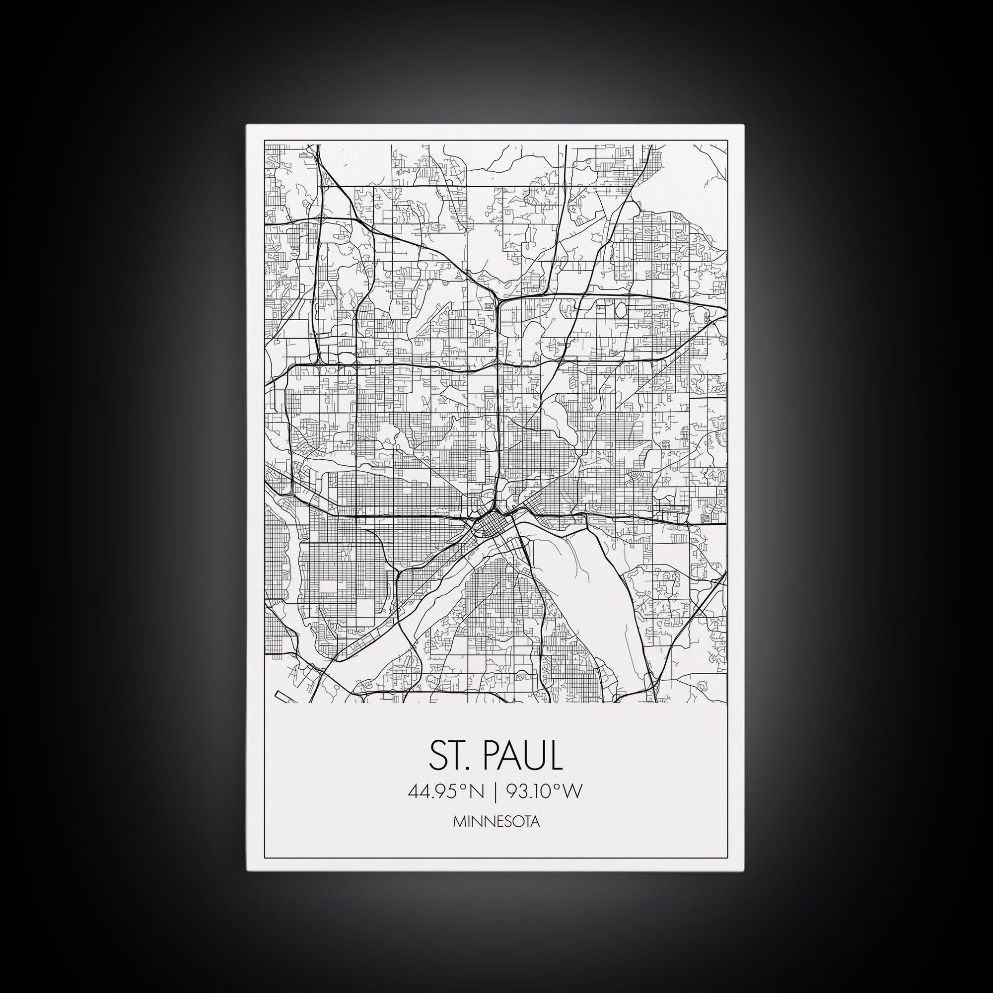 St Paul Street Map, Minnesota Map, City Map Print, Modern Wall Art, Wall Art, Canvas Print, Bedroom Wall Art, Traveler Gift, Travel Wall Art