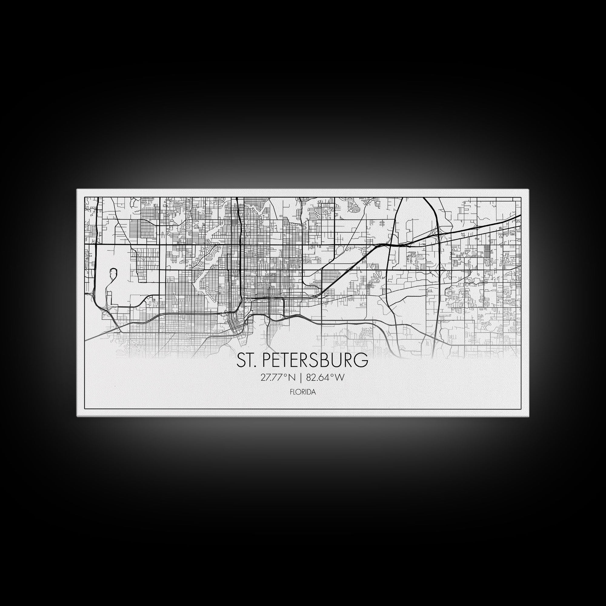 St Petersburg City Map, Florida Art, Map Print, Modern Wall Art, Wall Art, Canvas Art, First Home Gift, Ranch House Décor, Office Prints