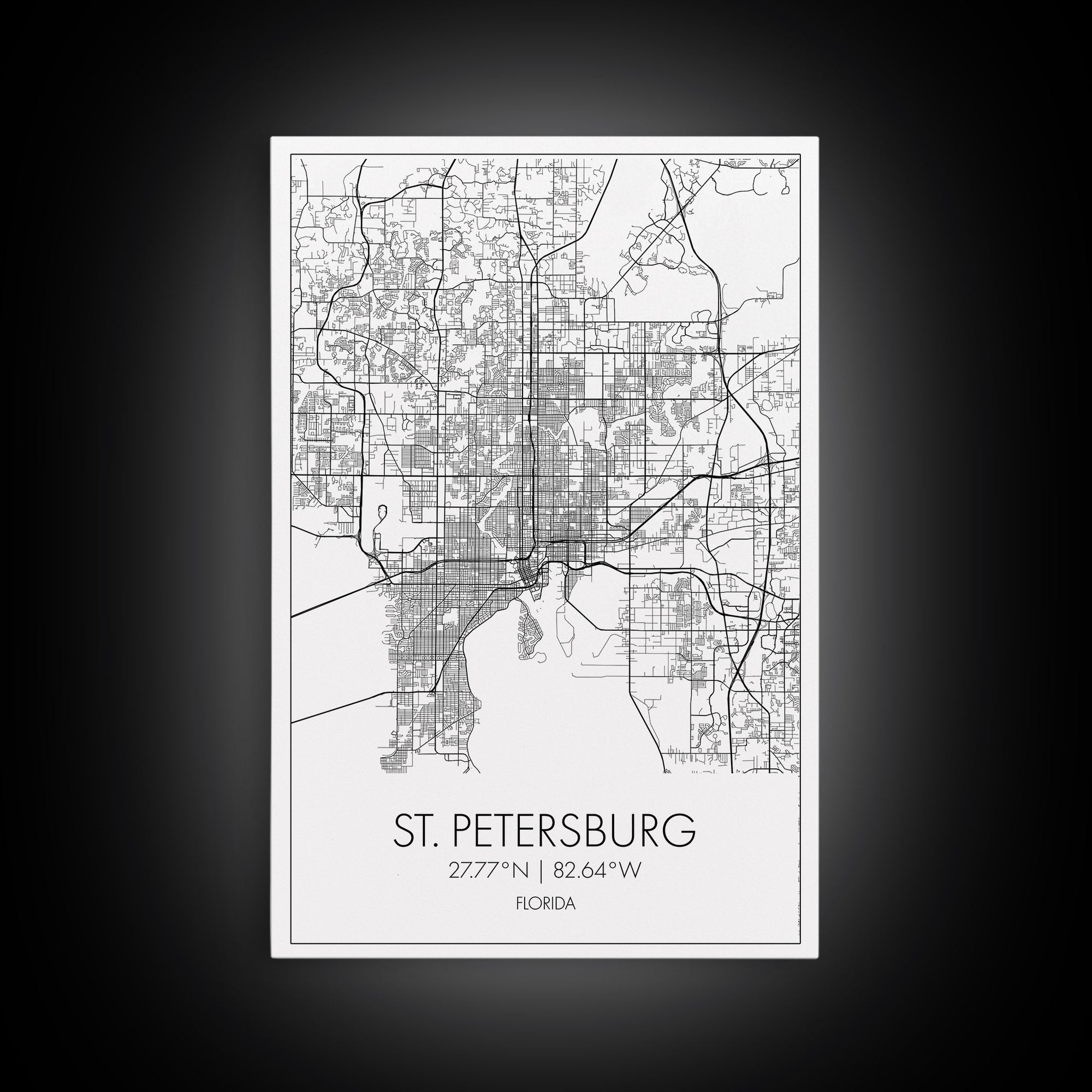 St Petersburg Street Map, Florida Map, City Map Print, Modern Wall Art, Wall Art, Canvas Print, Office Wall Art, Bon Voyage Gift, Travel Art