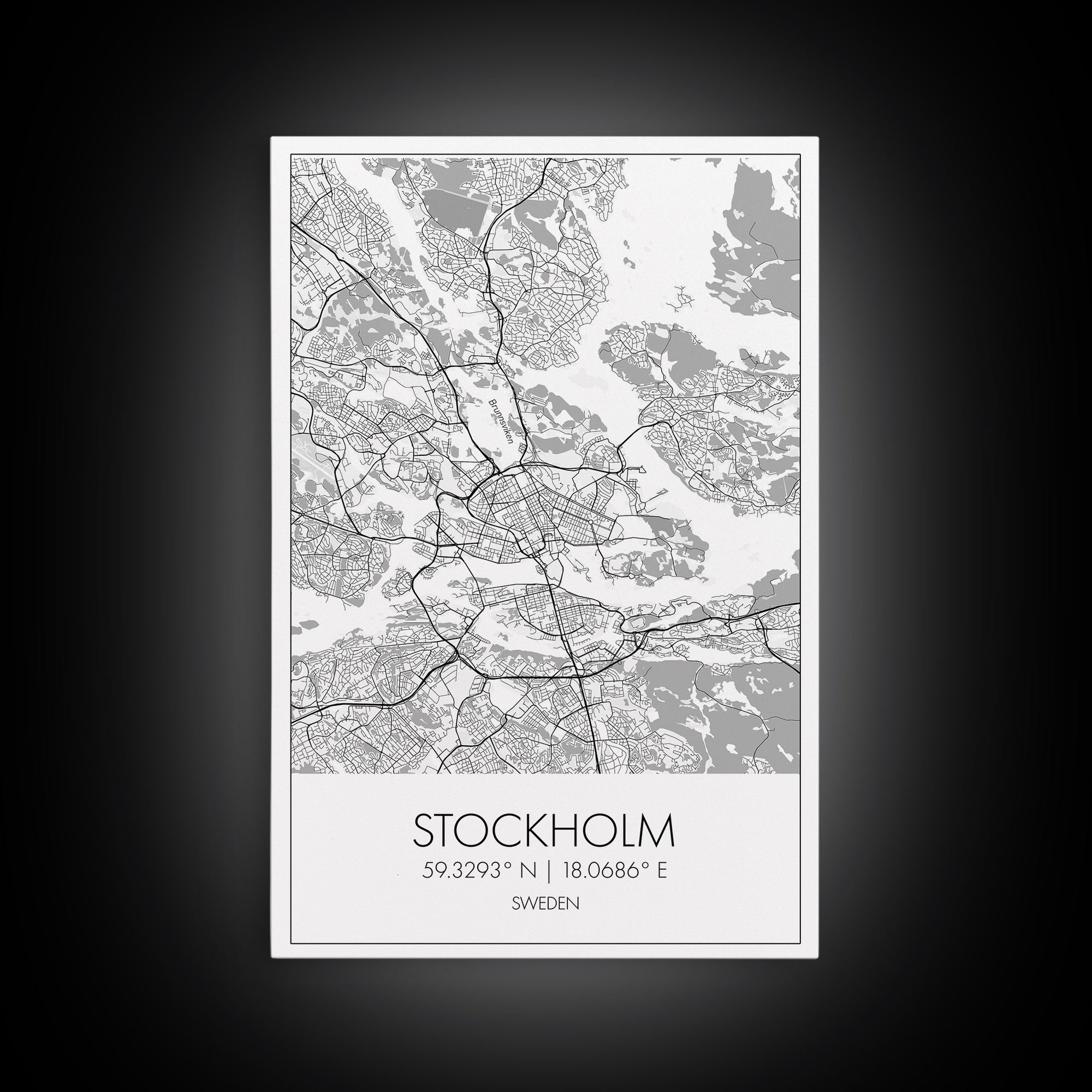 Stockholm Street Map, Sweden Map, Europe City Map Print, Modern Wall Art, Wall Art, Canvas Print, Dorm Room Décor, Wedding Gifts, Travel Art