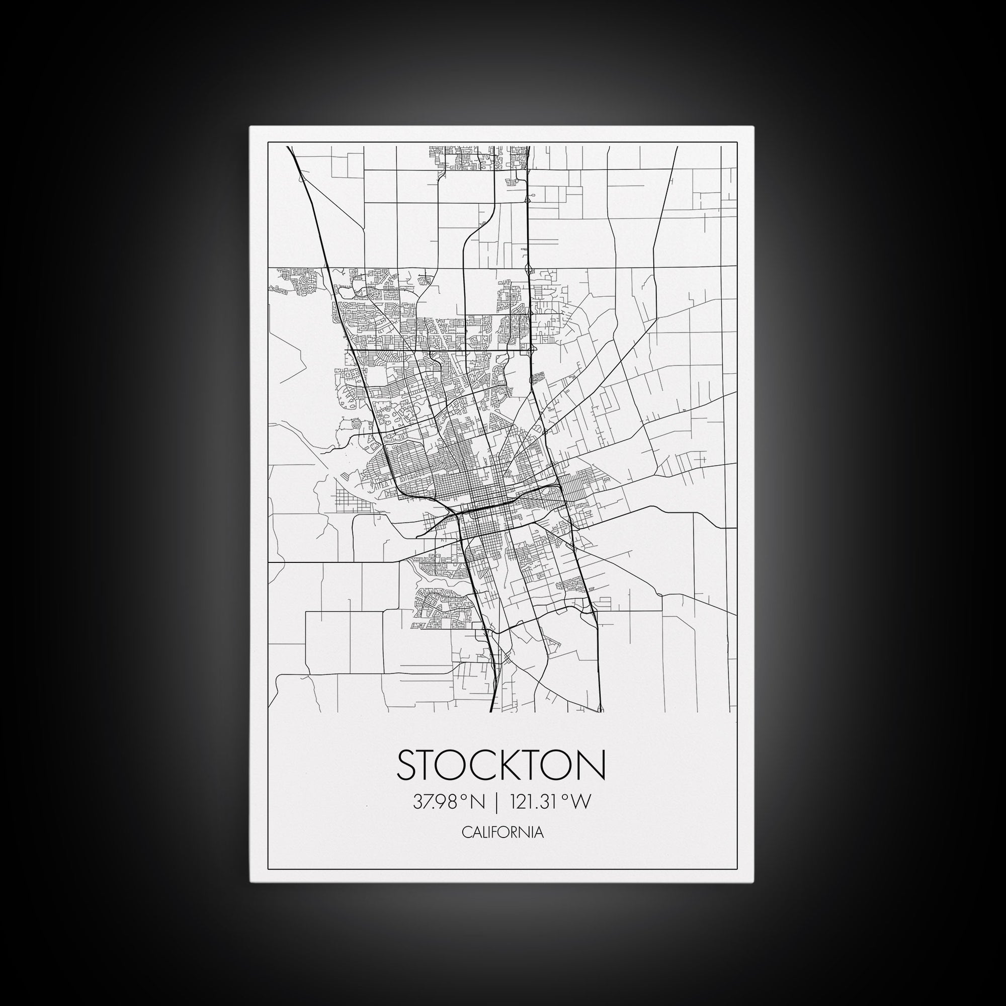 Stockton Street Map, California Map, City Map Print, Modern Wall Art, Wall Art, Canvas Print, Boyfriend Gift, Travel Wall Décor, Art Print