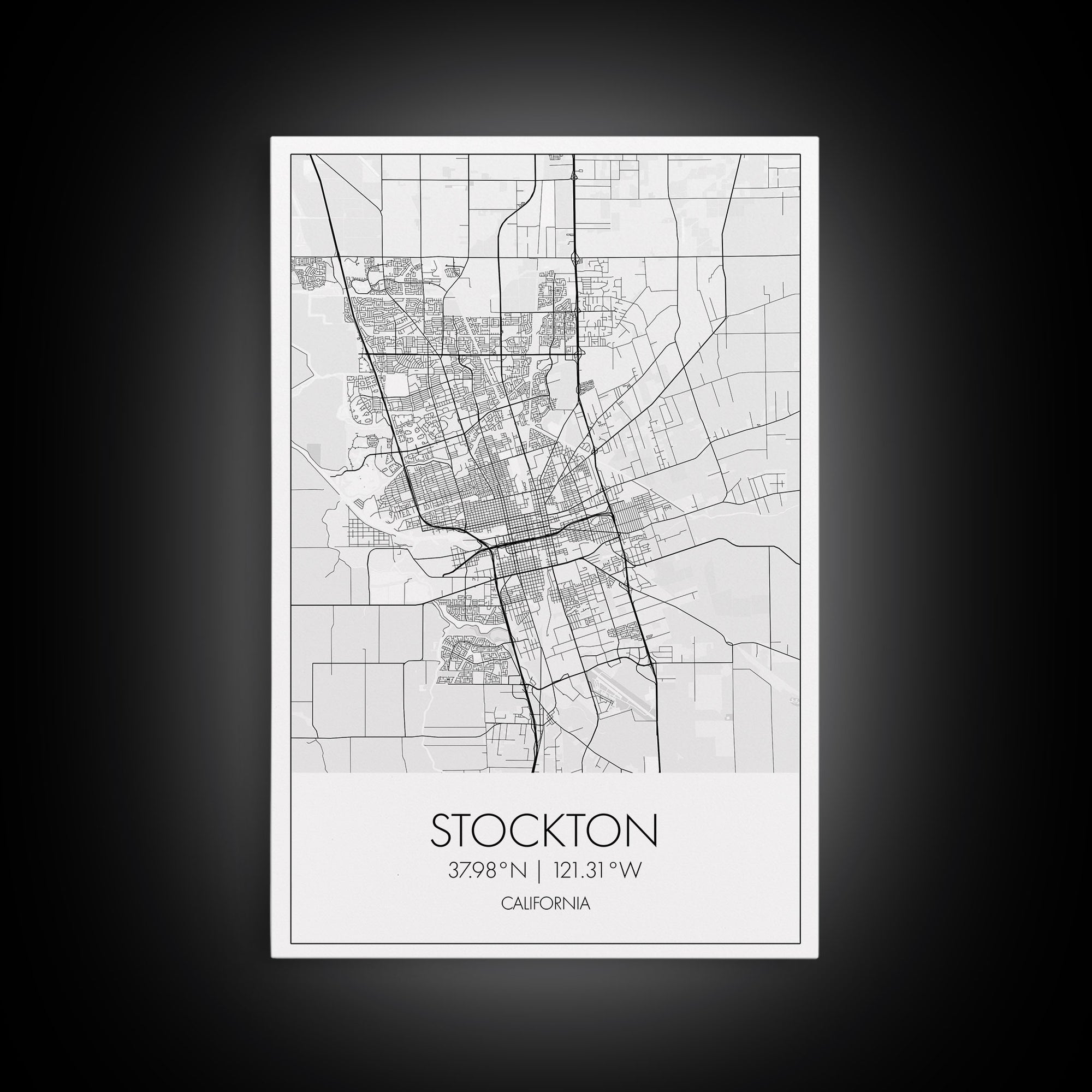 Stockton Street Map, California Map, City Map Print, Modern Wall Art, Wall Art, Canvas Print, Girls Room Décor, Gifts For Dad