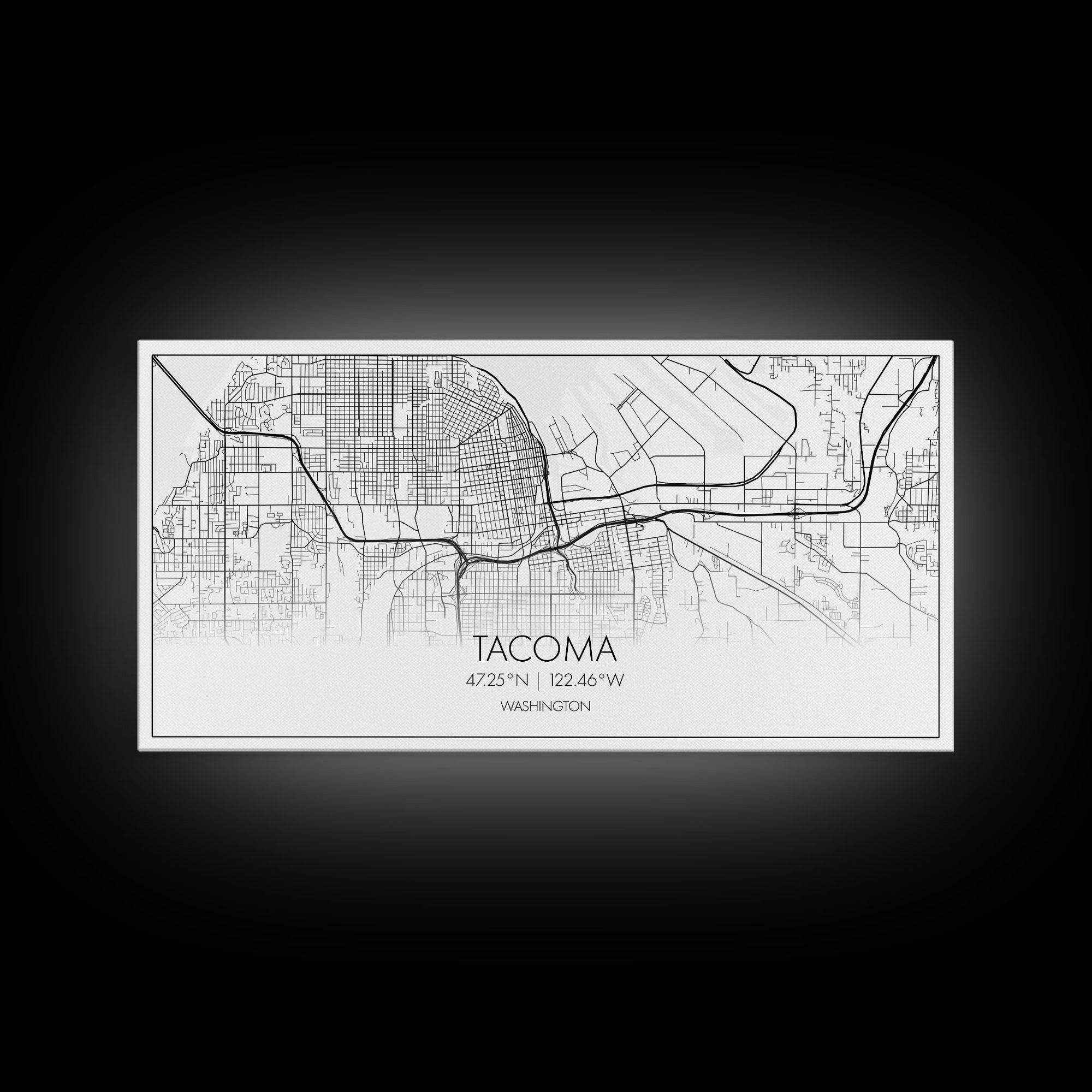 Tacoma City Map, Washington Art, Map Print, Modern Wall Art, Wall Art, Canvas Art, Gift For The Home, Farmhouse Wall Décor, City Wall Art