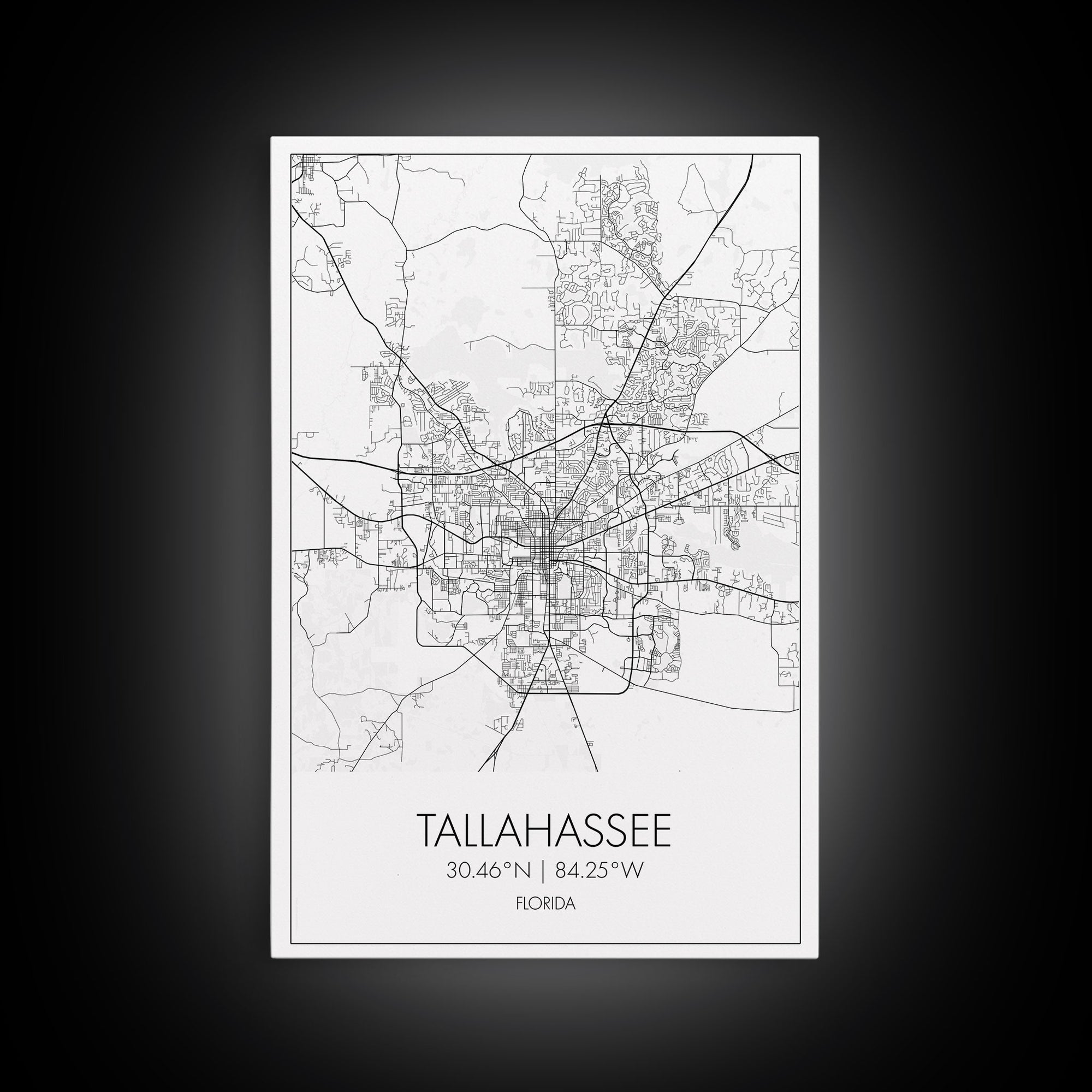 Tallahassee Street Map, Florida Map, City Map Print, Modern Wall Art, Wall Art, Canvas Print, Wall Art Canvas, Gift For Women, Travel Print