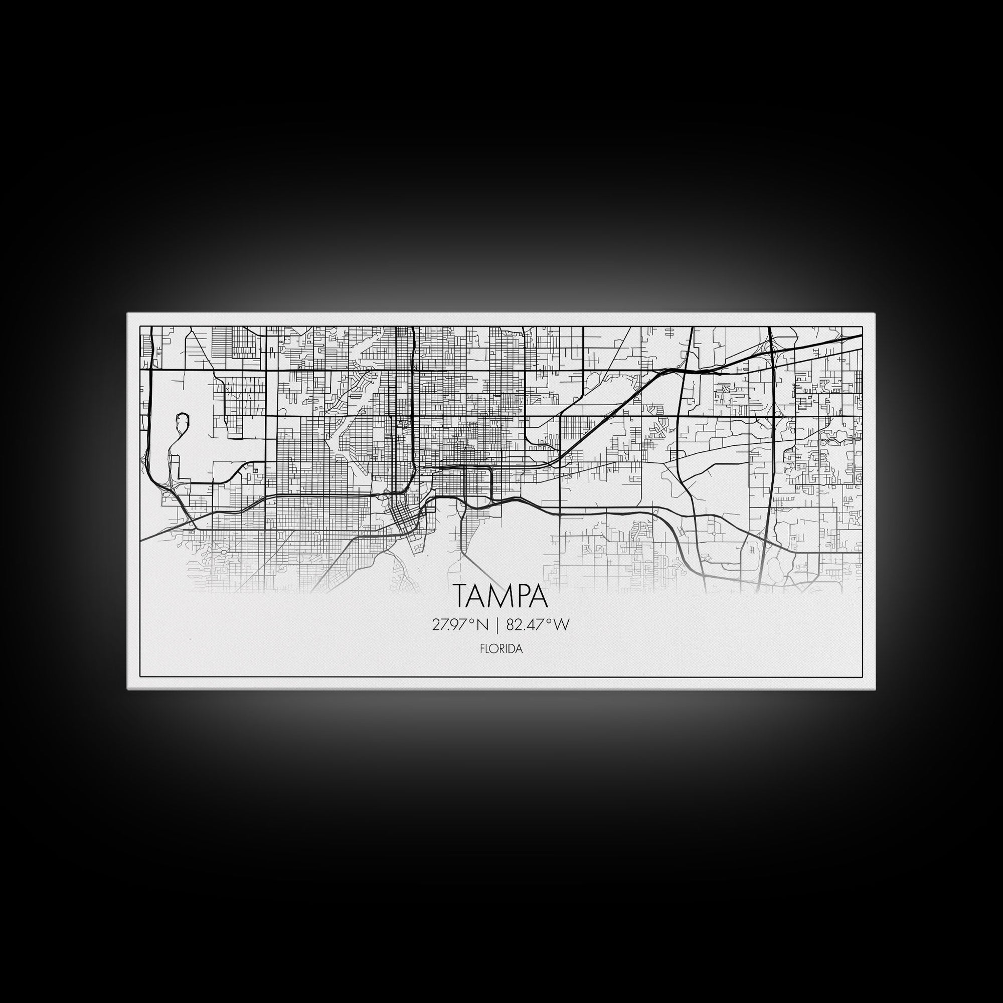 Tampa City Map, Florida Art, Map Print, Modern Wall Art, Wall Art, Canvas Art, New Home Gift Ideas, Tiny House Décor, Family Room Wall Art