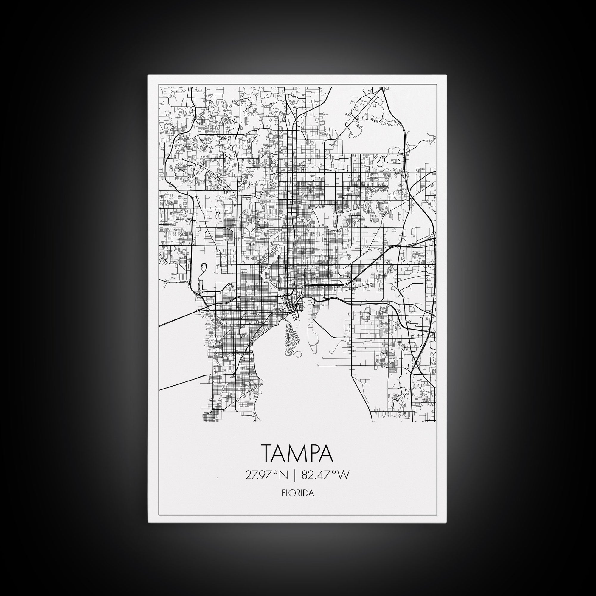 Tampa Street Map, Florida Map, City Map Print, Modern Wall Art, Wall Art, Canvas Print, Gift For Mom, Travel Wall Decor, Farmhouse Wall Art