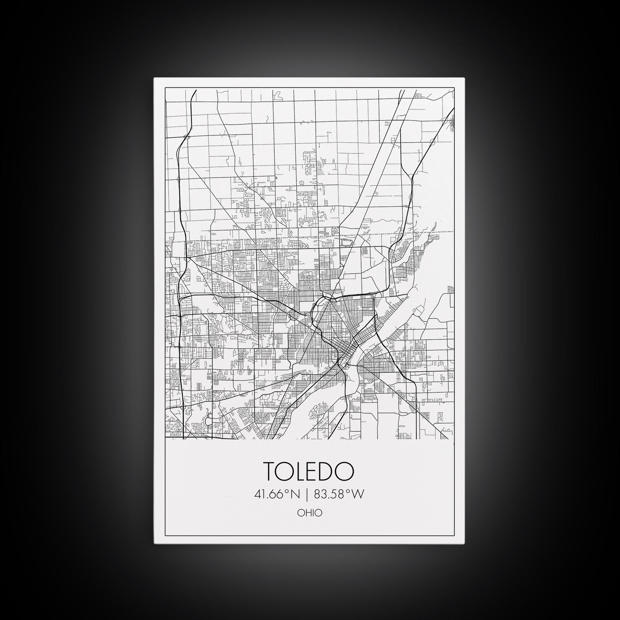 Toledo Street Map, Ohio Map, City Map Print, Modern Wall Art, Wall Art, Canvas Print, Friendship Gift, Wall Decoration, Travel Wall Art