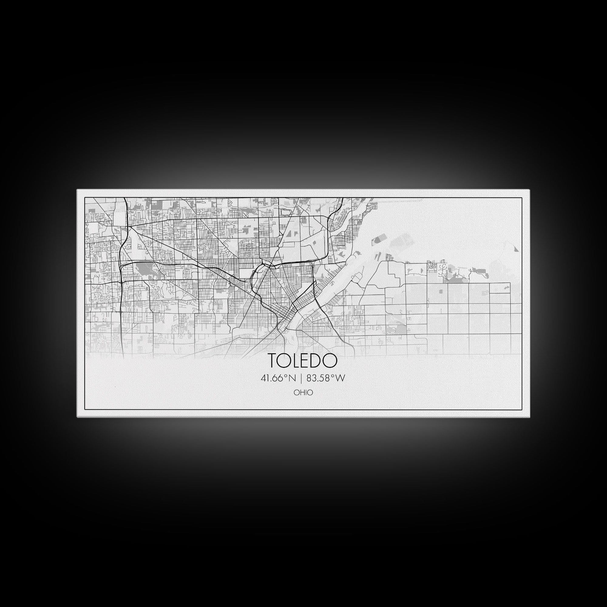 Toledo City Map, Ohio Art, Map Print, Modern Wall Art, Wall Art, Canvas Art, Bedroom Teen Girl Art, Gift For Realtor, Family Home Décor