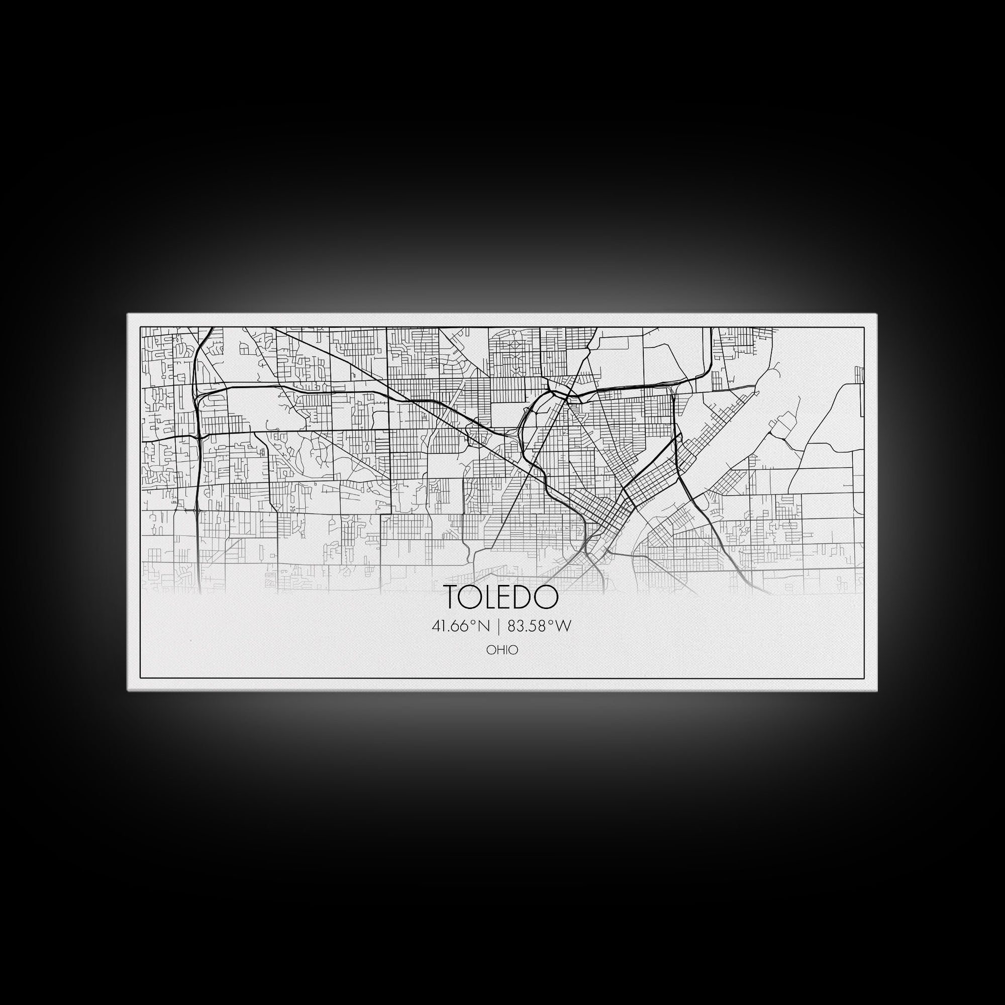 Toledo City Map, Ohio Art, Map Print, Modern Wall Art, Wall Art, Canvas Art, Landscape Art Print, Gift For Boss, Ranch House Décor