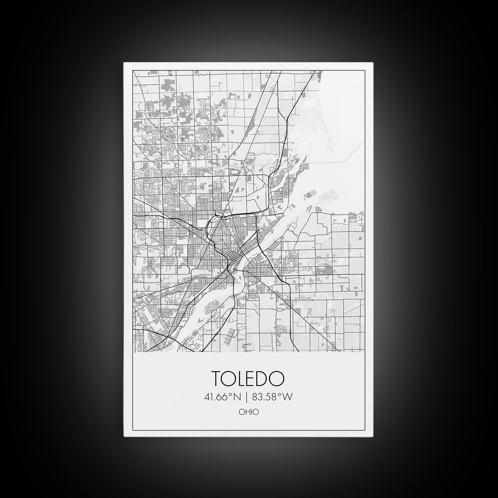 Toledo Street Map, Ohio Map, City Map Print, Modern Wall Art, Wall Art, Canvas Print, Unique Wall Décor, Graduation Gift, Travel Wall Art