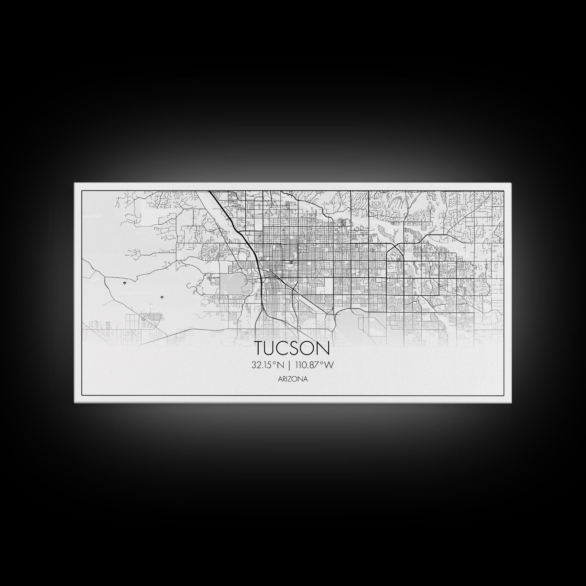 Tucson City Map, Arizona Art, Map Print, Modern Wall Art, Wall Art, Canvas Art, Bedroom Prints, Gift For Friend, Teen Boy Room Décor