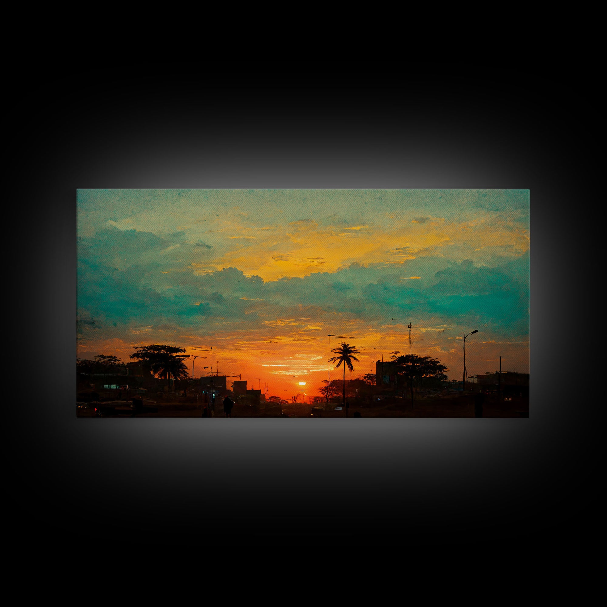 Cloudy sunset canvas print, sunset art, California Highway art, living room wall art, guest room wall art