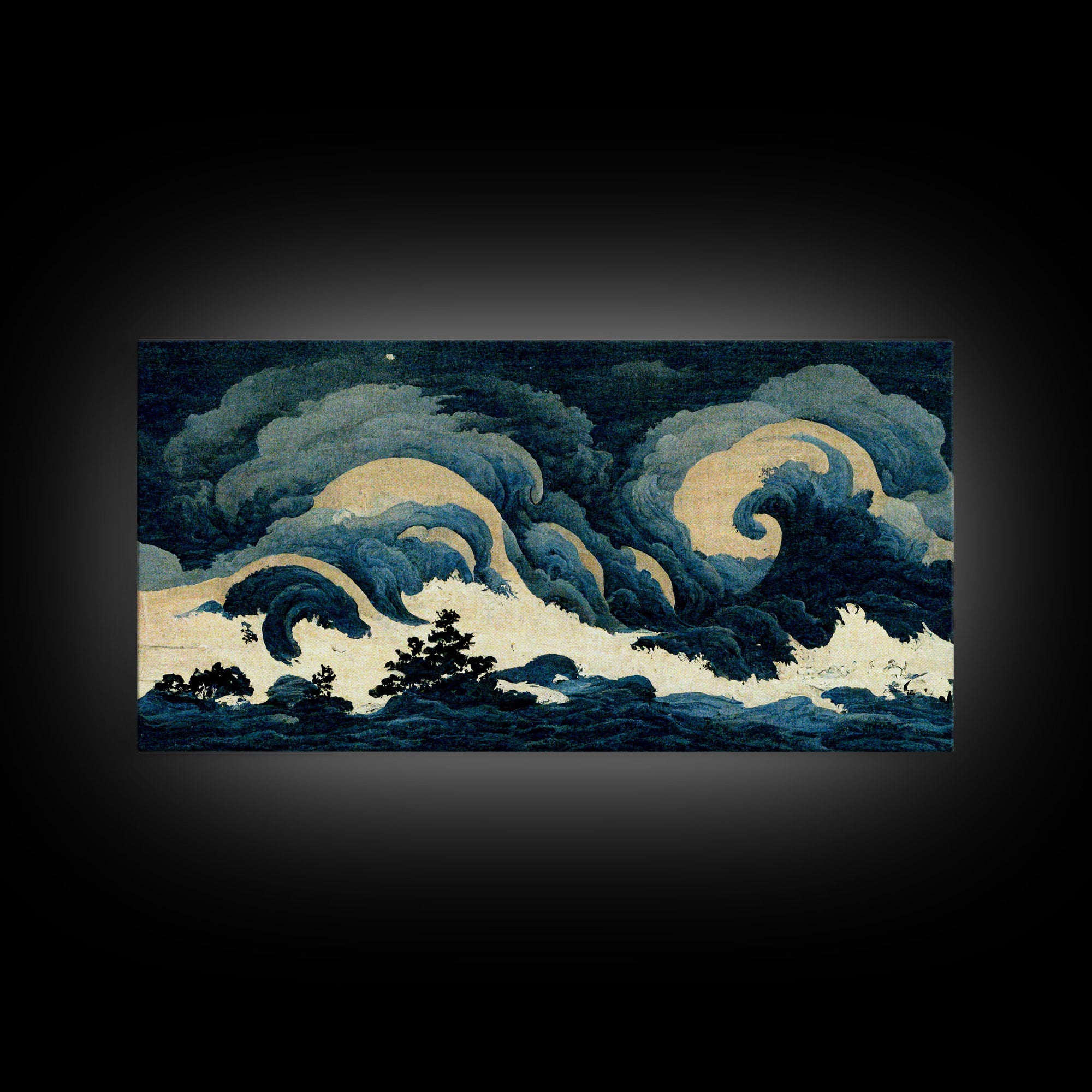 Japanese Style Wall Art, A Stormy Sea, Canvas Print, ready to hang wall art