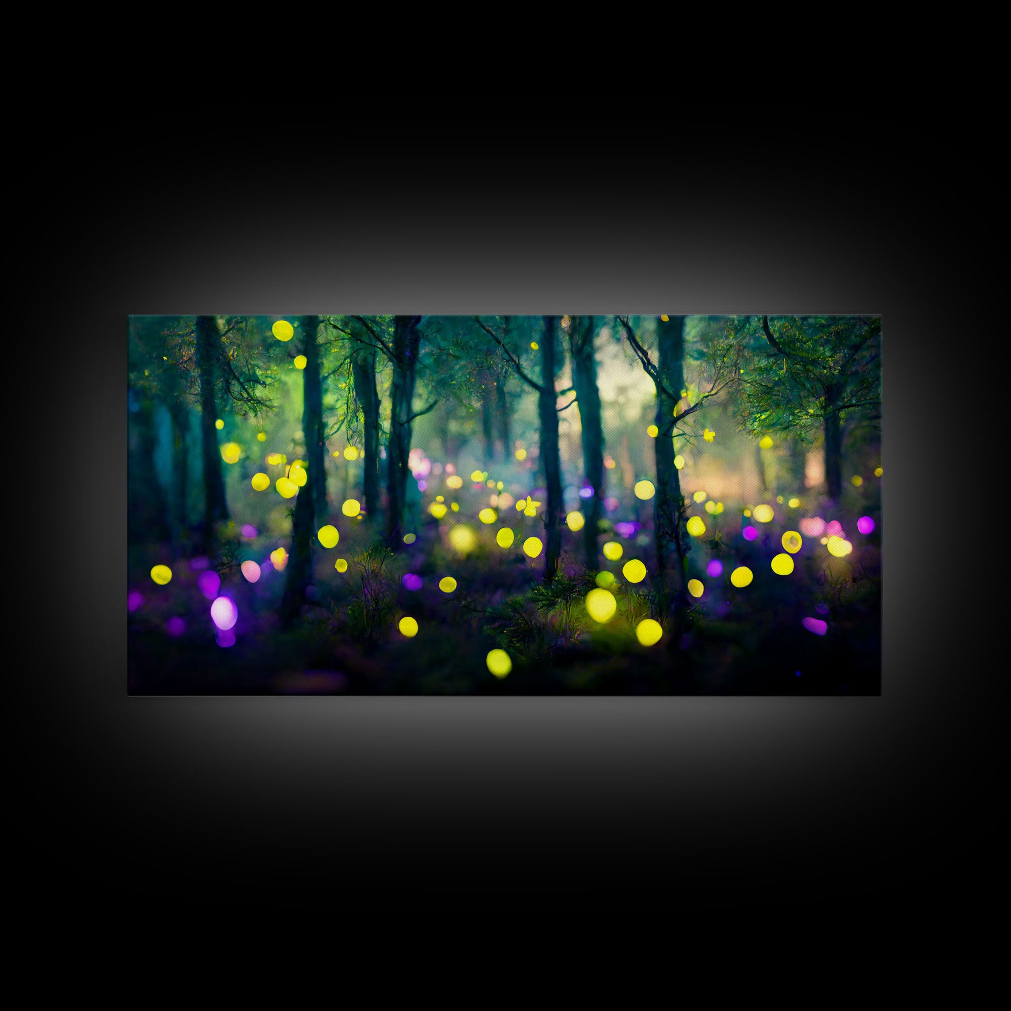 Magical forest with fairies canvas print, fantasy art, cool wall art, dorm art, ready to hang wall art