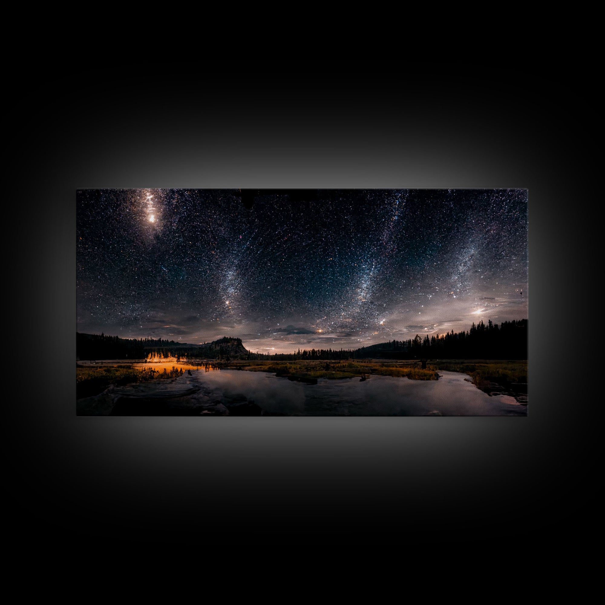 Stars Night Sky Galaxy River Lake Landscape Fine Art Print, Wall Art Print, Wall Décor, Wall Poster