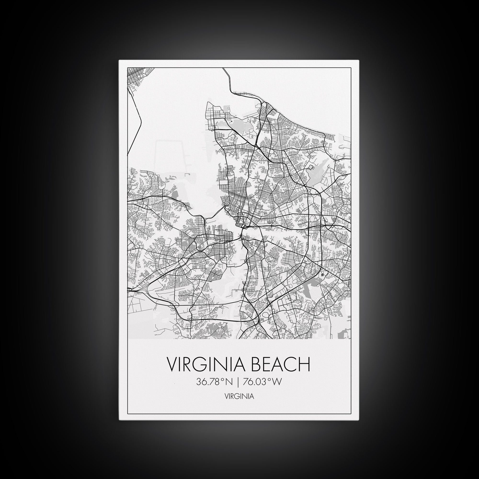 Virginia Beach Street Map, Virginia Map, City Map Print, Modern Wall Art, Wall Art, Canvas Print, Home Wall Décor Art, Moving Away Gift