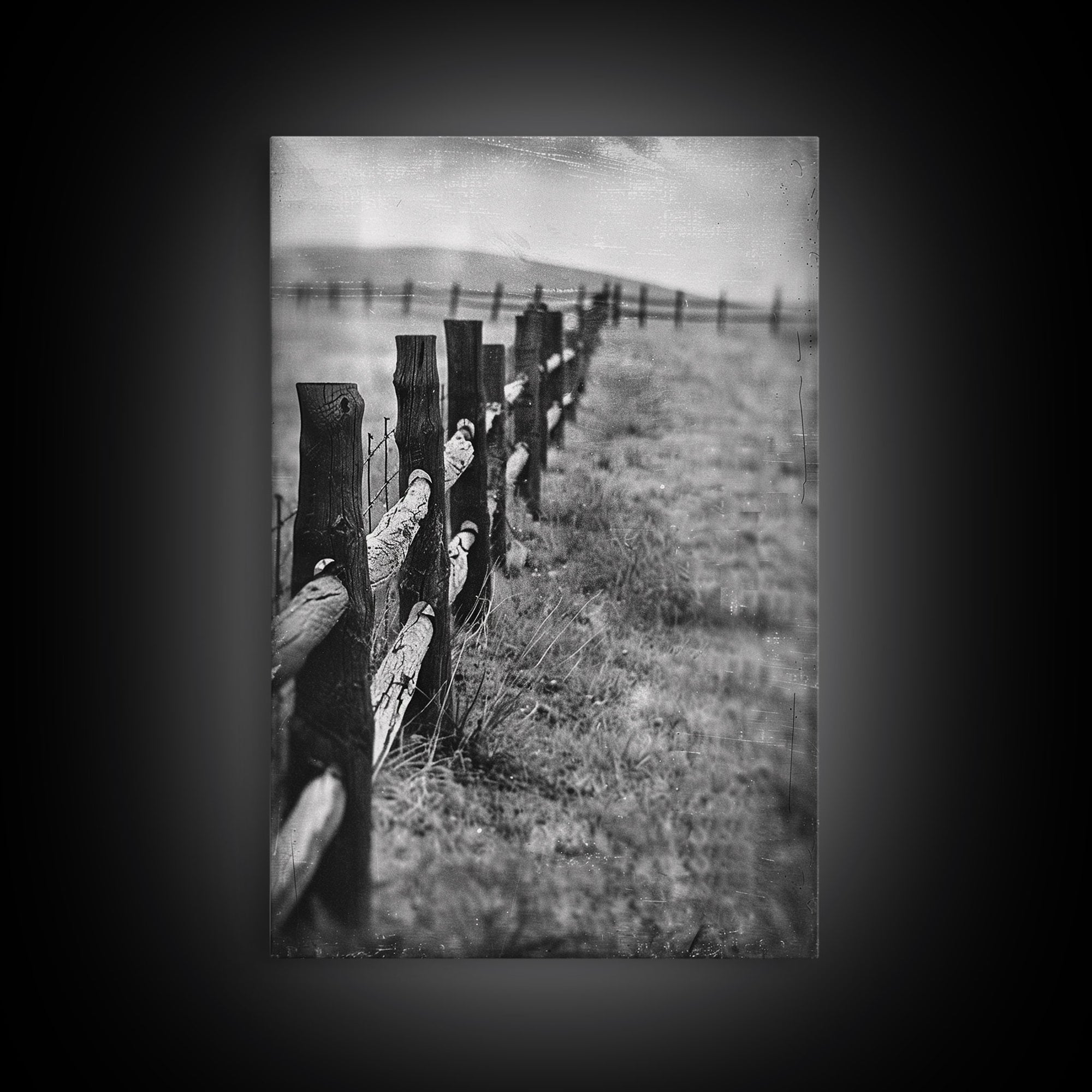 Old Barbed Wire Fence Art - Sepia Canvas Print, Rustic Western Decor, Vintage Farmhouse Wall Art, Historical Fence Artwork