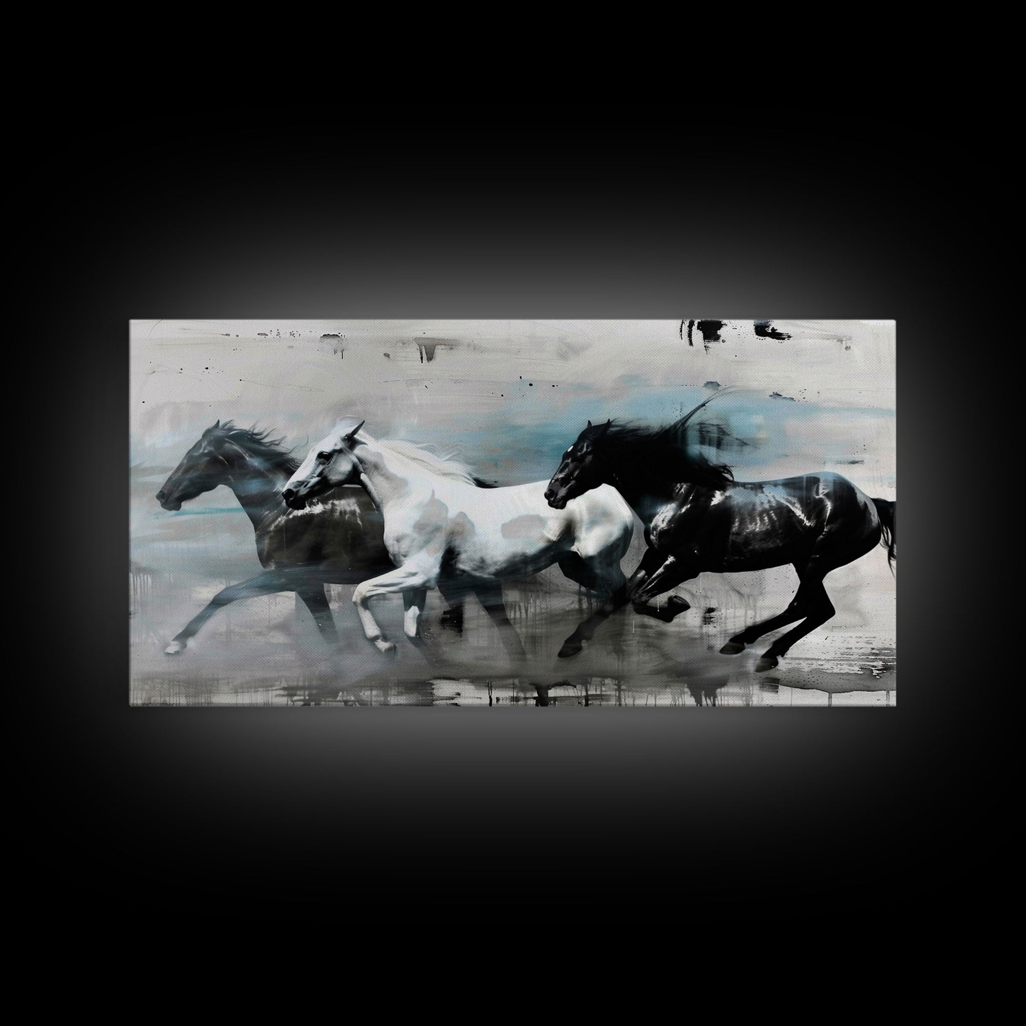 Stunning Trio of Horses Running in Field, Perfect for Living Room Art, Framed Canvas Print, Bedroom Decor, Home Decoration, Horse Lover Gift