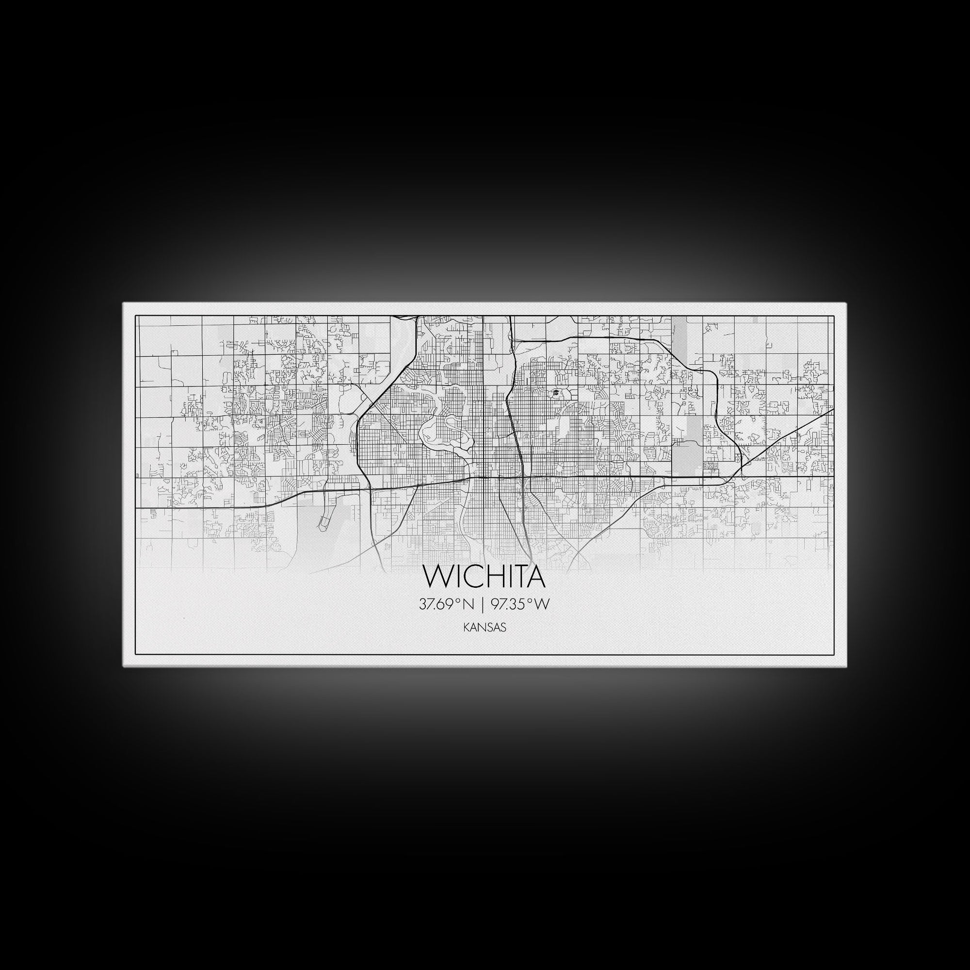 Wichita City Map, Kansas Art, Map Print, Modern Wall Art, Wall Art, Canvas Art, Best Friend Gifts, College Dorm Décor, Modern House Art