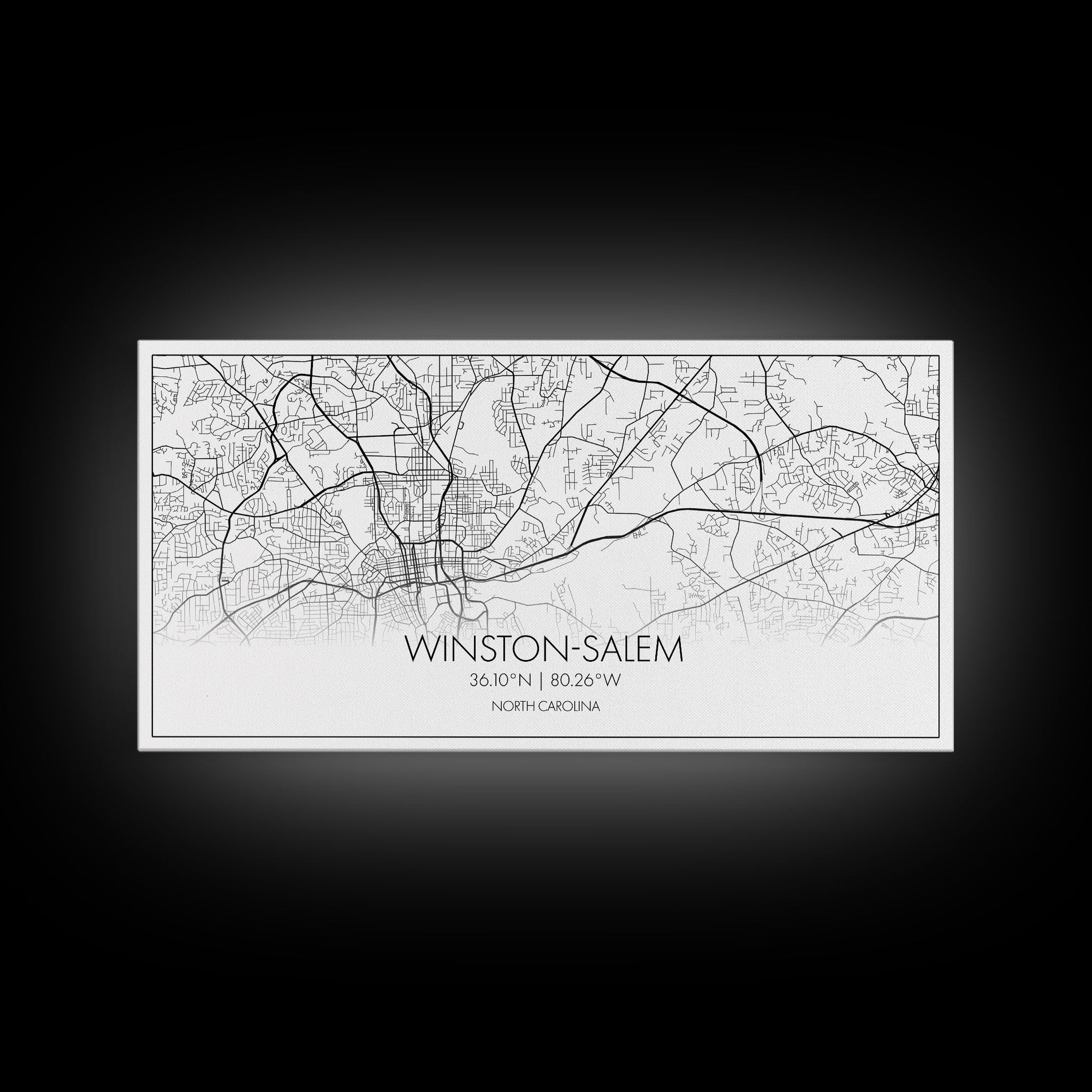 Winston Salem City Map, North Carolina Art, Map Print, Modern Wall Art, Wall Art, Canvas Art, Modern Office Art, Room Décor For Teens