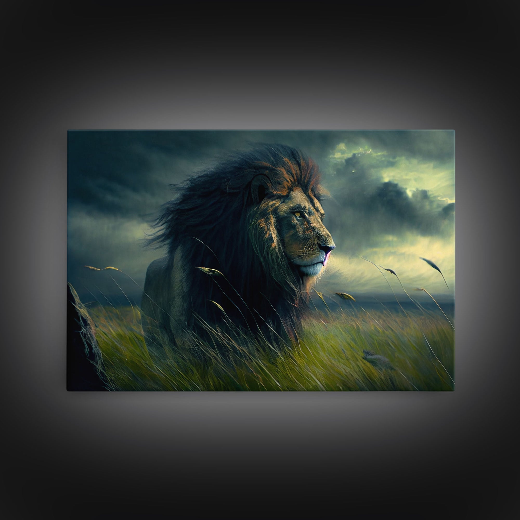 Lion Wall Art | Lion Canvas | Majestic Lion Canvas Wall Art | Framed Canvas Print | Watercolor painting of a Lion