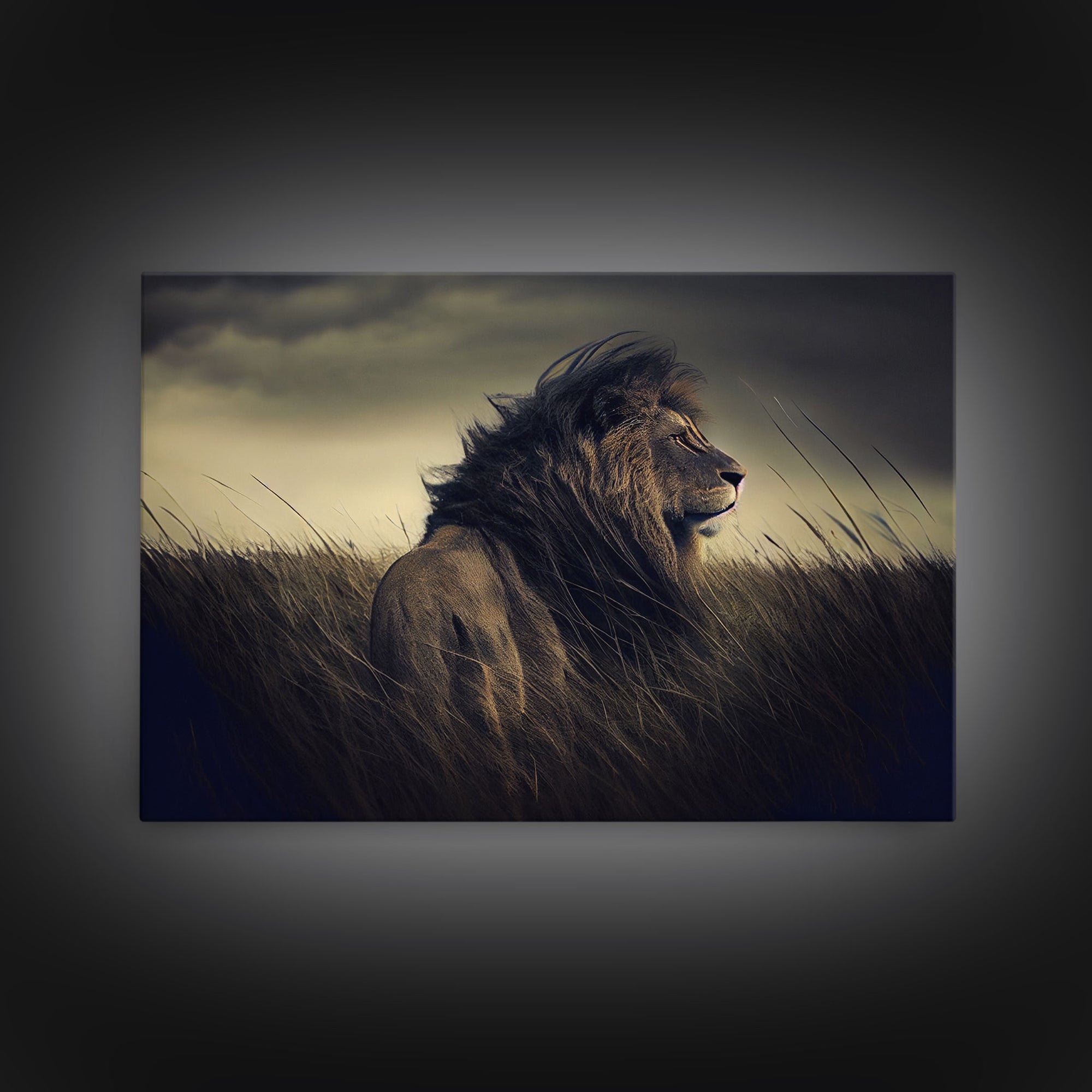 Lion Wall Art | Lion Canvas | Majestic Lion Canvas Wall Art | Framed Canvas Print | Watercolor painting of a Lion