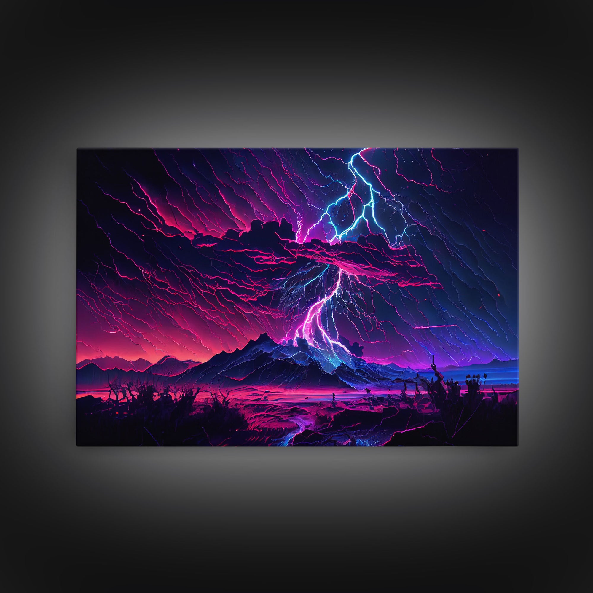 The Thunder Storm, framed canvas print, synthwave style fantasy art