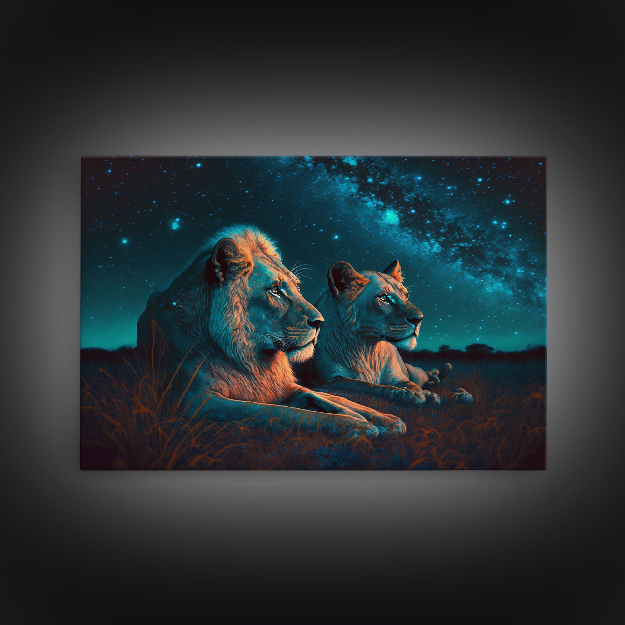 Boss Couple, Lion Art, Framed Canvas Print