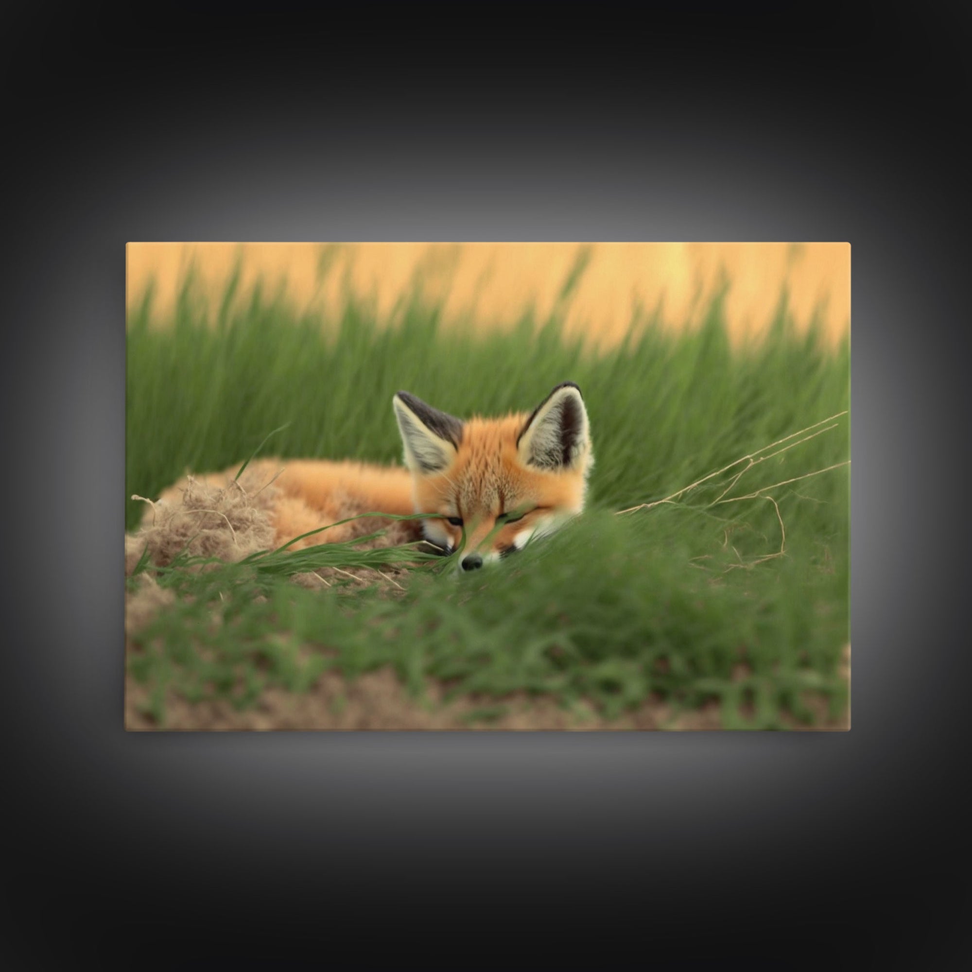 Cute Sleeping fox Framed Canvas Wall Art, Canvas Print Decor for Home & Office Decoration Canvas Ready to Hang