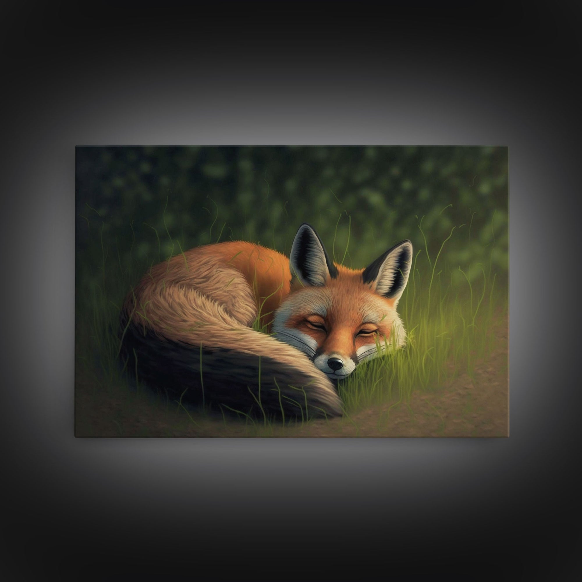 Cute Sleeping fox Framed Canvas Wall Art, Canvas Print Decor for Home & Office Decoration Canvas Ready to Hang