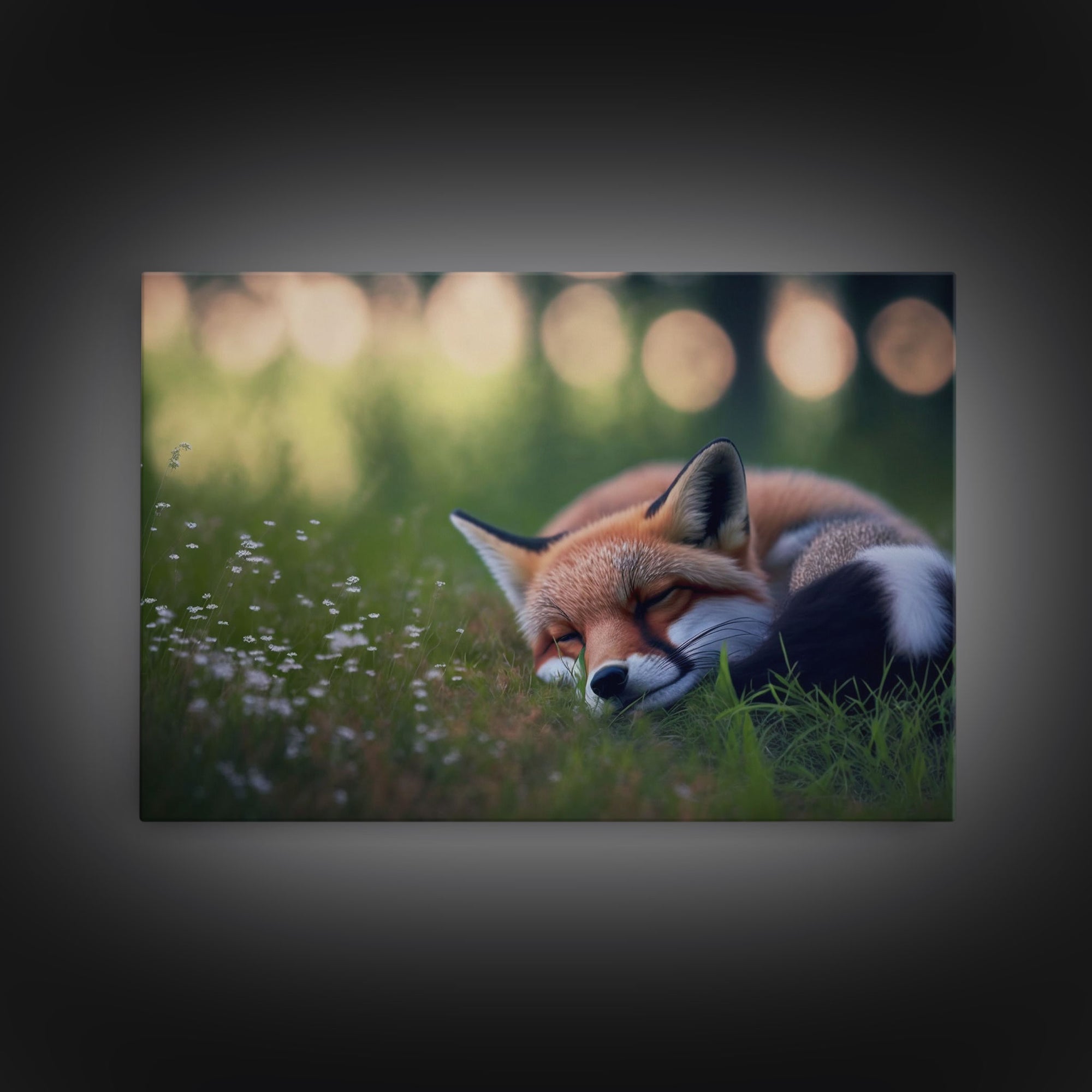 Napping fox Framed Canvas Wall Art, Canvas Print Decor for Home & Office Decoration Canvas Ready to Hang, cute fox art