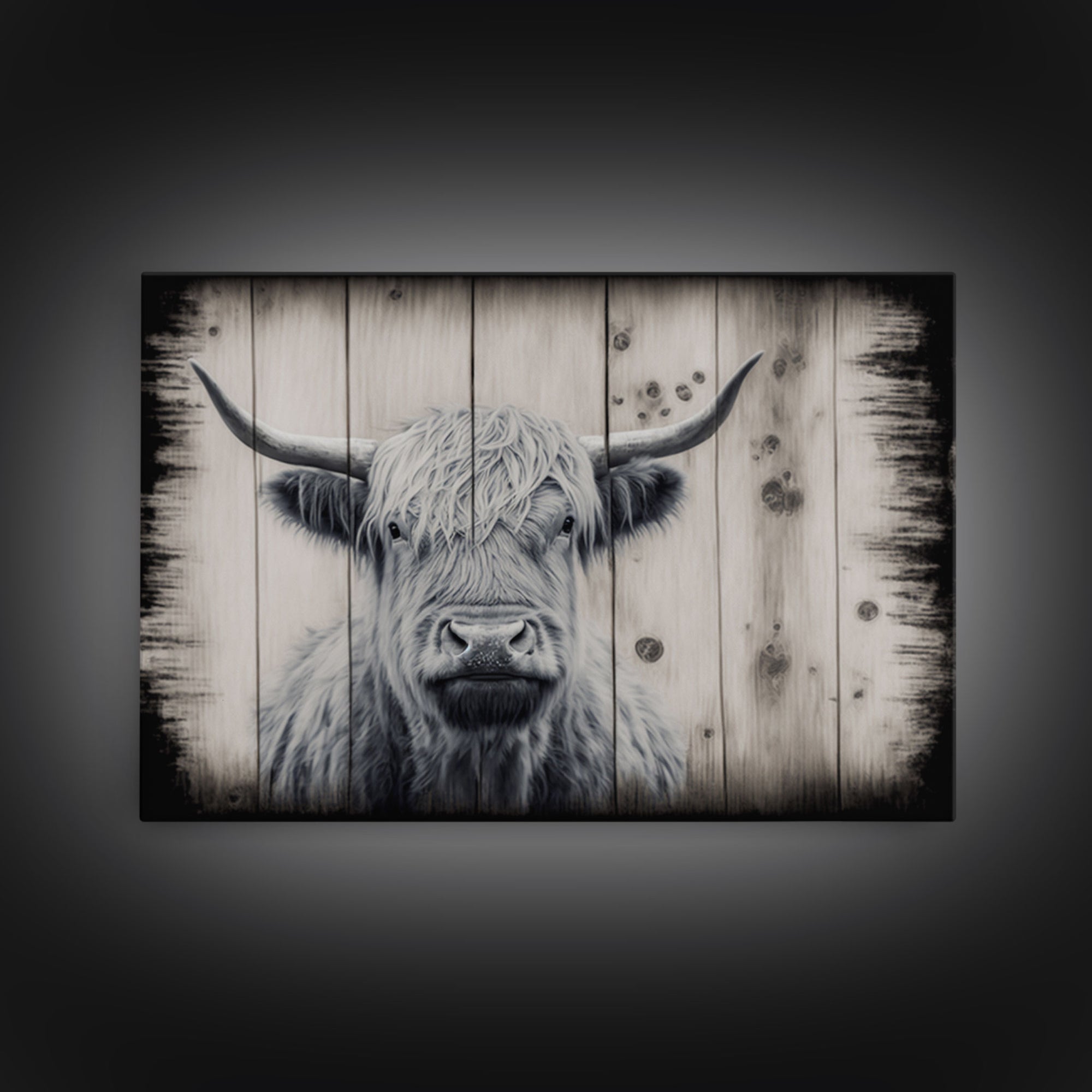 Highland Cattle / Cow Canvas Print, Framed Canvas Wall Art, Modern Farmhouse Wall Decor, Primitive / Boho Vintage Style Cattle Company Decor