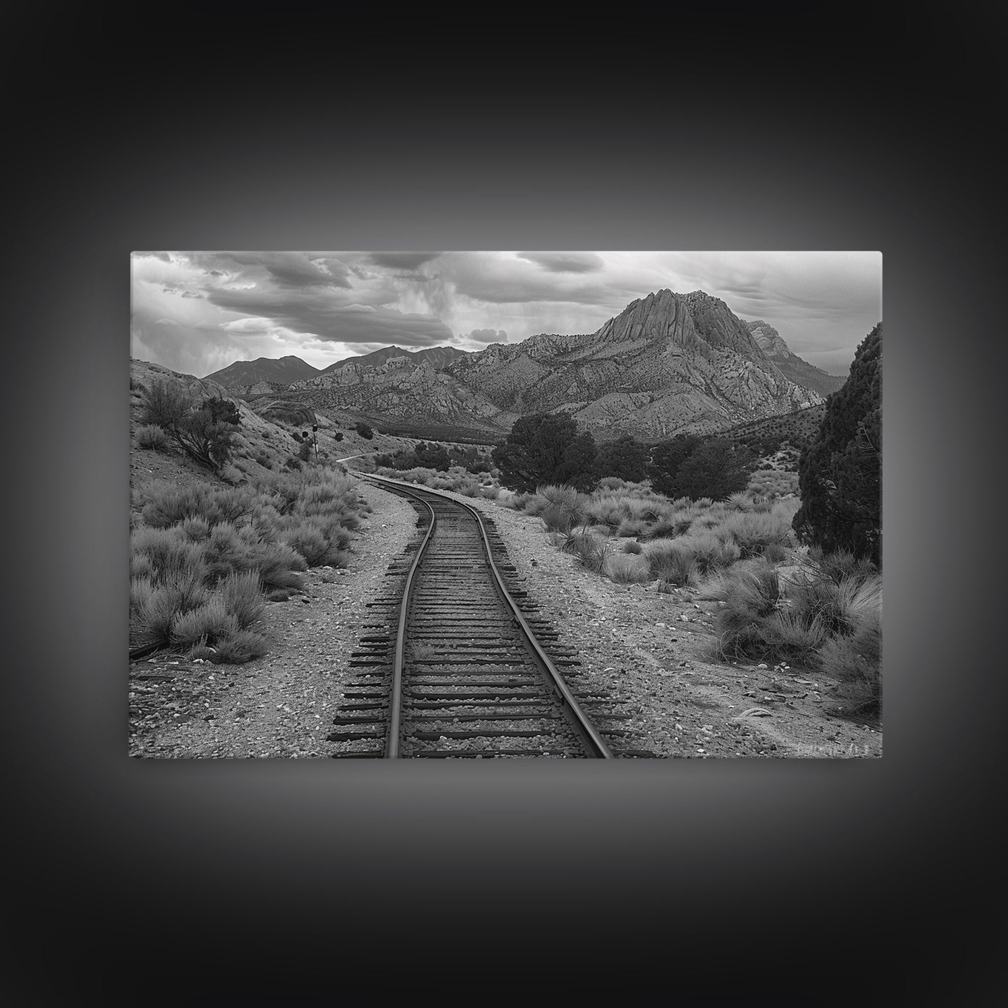 The Lonesome Canyon, Framed Canvas Print, Black and White Western Photography, Wild West Art, Metal Art, Metal Print Rustic Country Wall Art