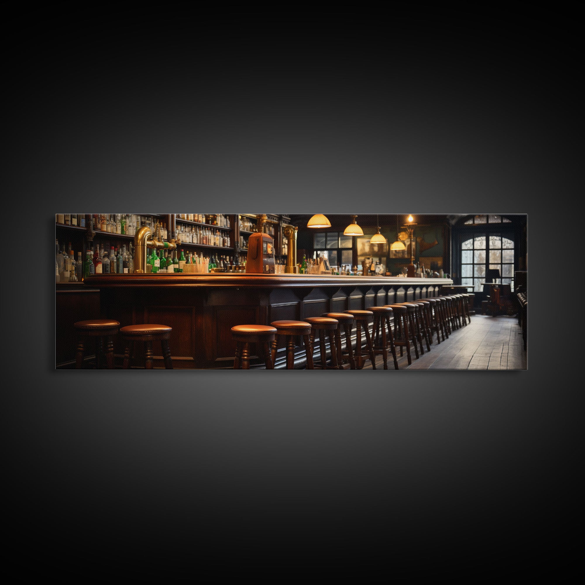 Panoramic Bar Wall Art, Vintage 19th Century Bar Wall Art, Framed Canvas Print, Bar Cart Art, Bar Wall Art, Bar Art Prints, Antique Bar Art