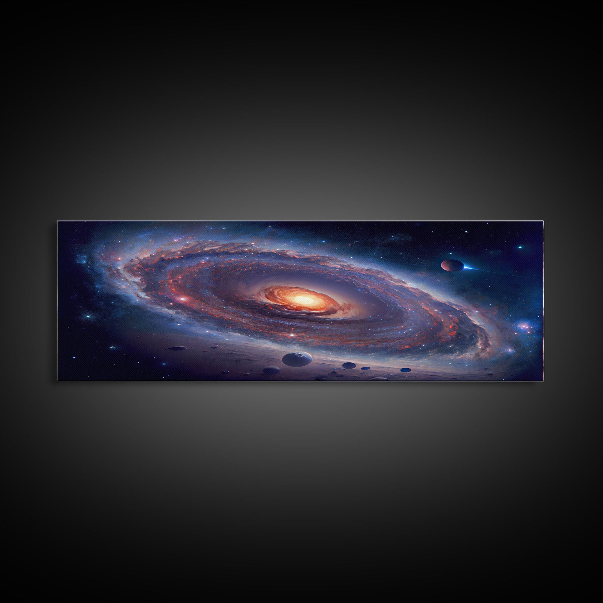 Spiral Galaxy Canvas Print, Original Astral Bodies Painting Print, Panoramic / Large Format Wall Art, Framed Art