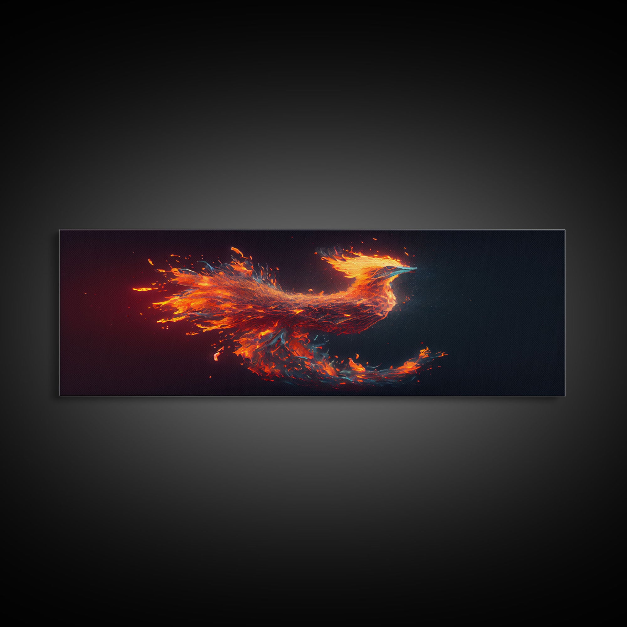 Panoramic Canvas Print Of "The Phoenix" - Rebirth Art - Framed Canvas Art - Framed Wall Art - Incredibly Beautiful Phoenix Decor