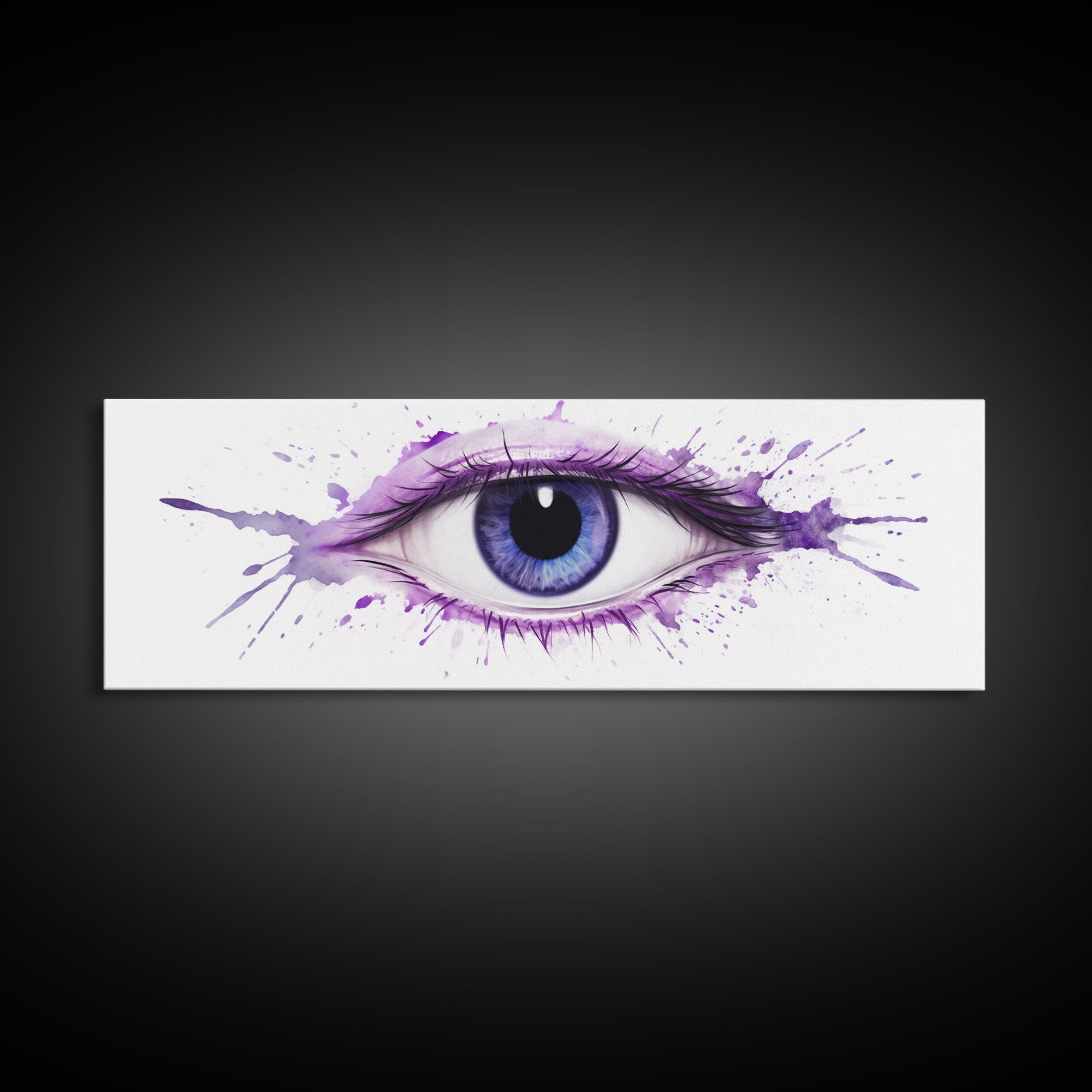 Violet Eye Wall Art Print, Eye Art, Watercolor Canvas Print, Large Canvas Print, Bedroom Art Print, Panoramic, Wall Art, Canvas Print