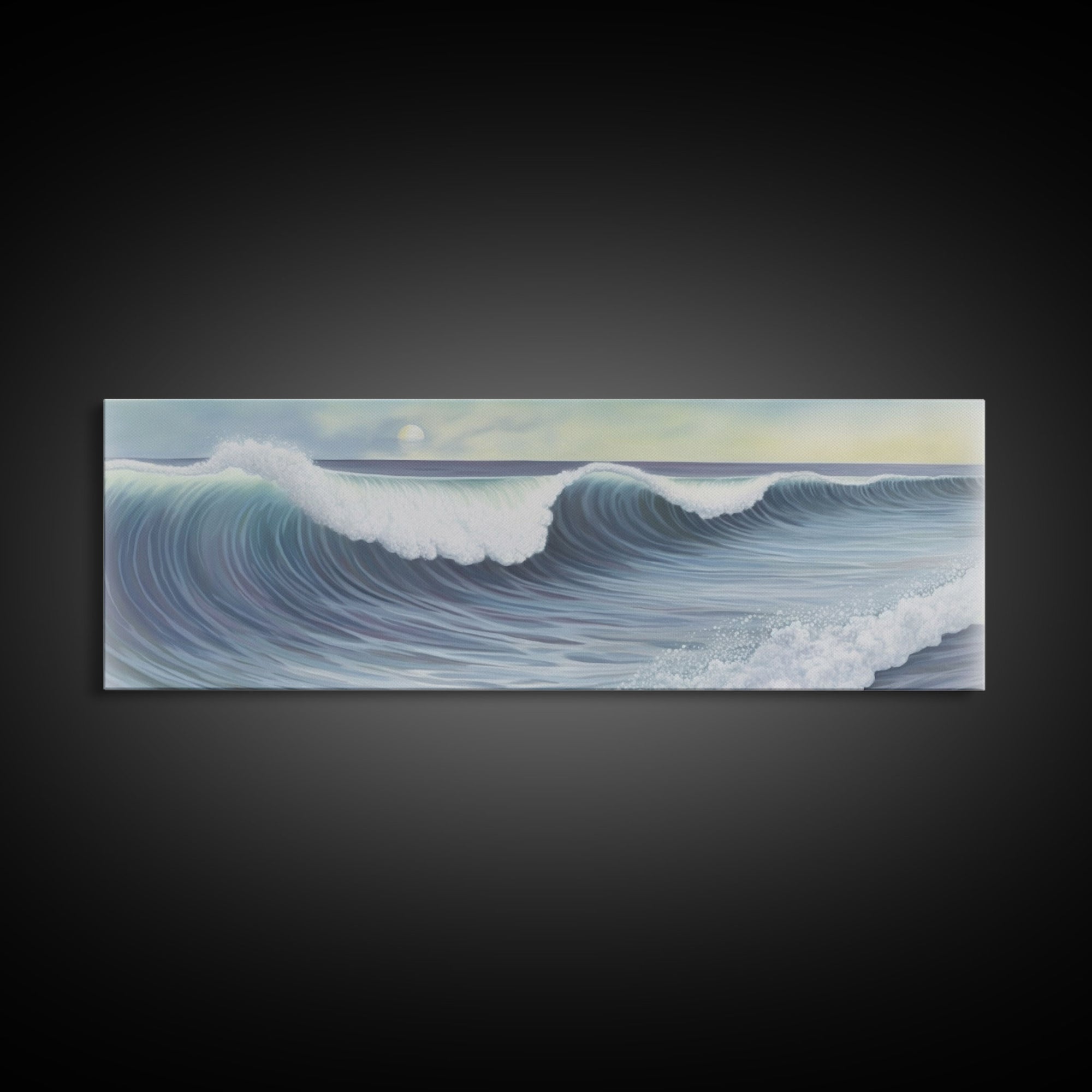 Ocean Waves Wall Art Canvas Print, Minimalist Ocean Art, Seascape Wall Decor, Green Ocean Wall Art, Panoramic, Wall Art, Canvas Print