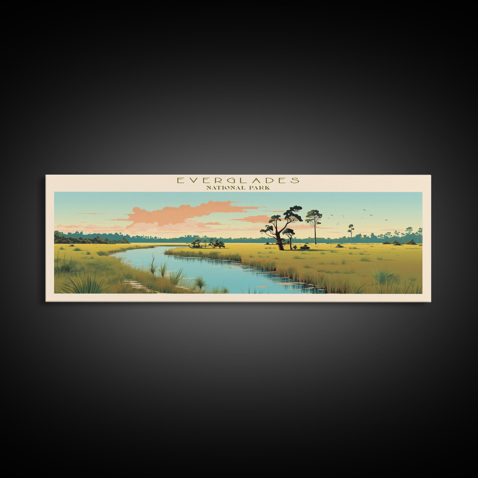 Everglades National Park, Panoramic Florida Travel Art, National Park Print, Minimalist Travel Art, Midcentury Modern Style Landscape