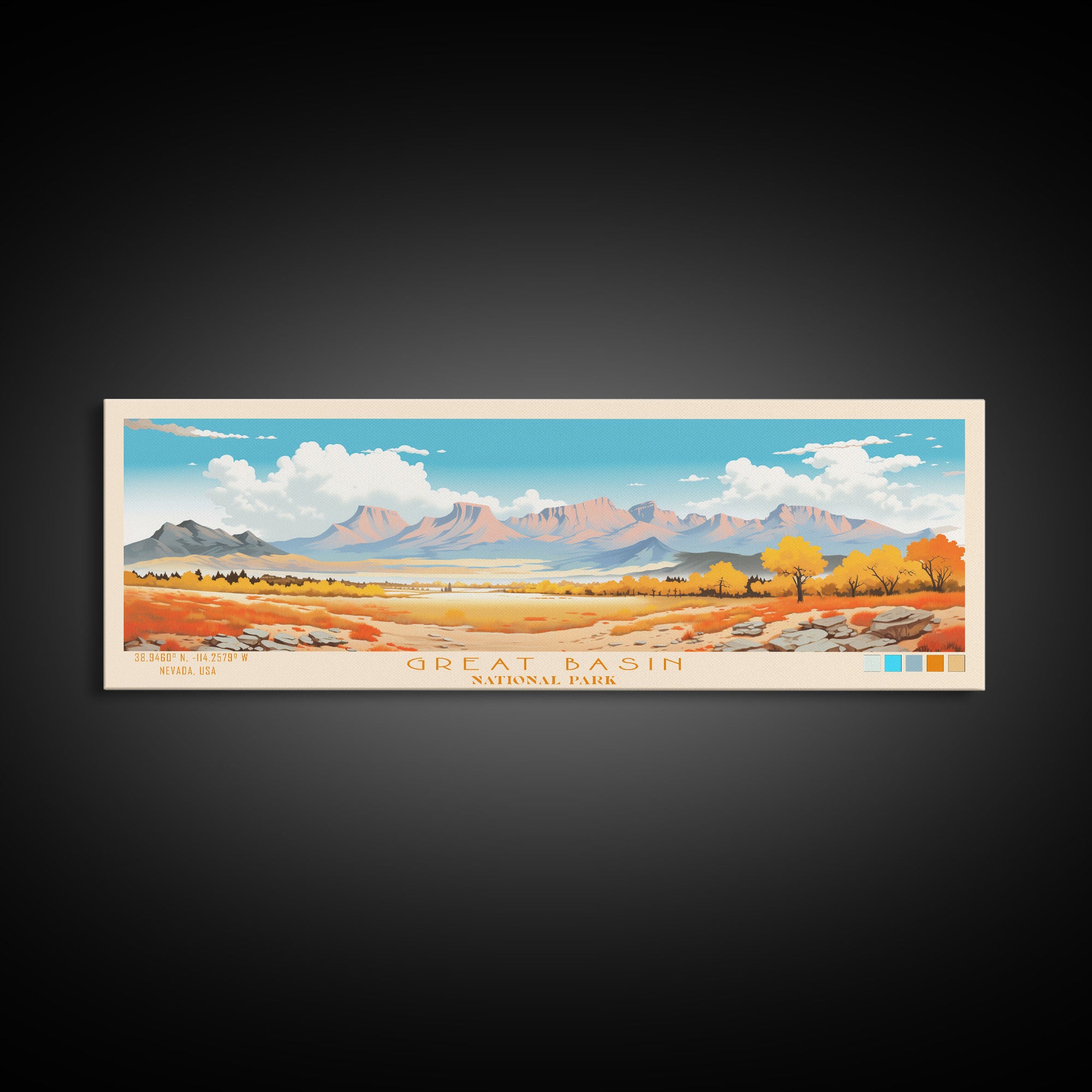 Great Basin National Park, Panoramic Nevada Travel Art, National Park Print, Minimalist Travel Art, Midcentury Modern Style Landscape