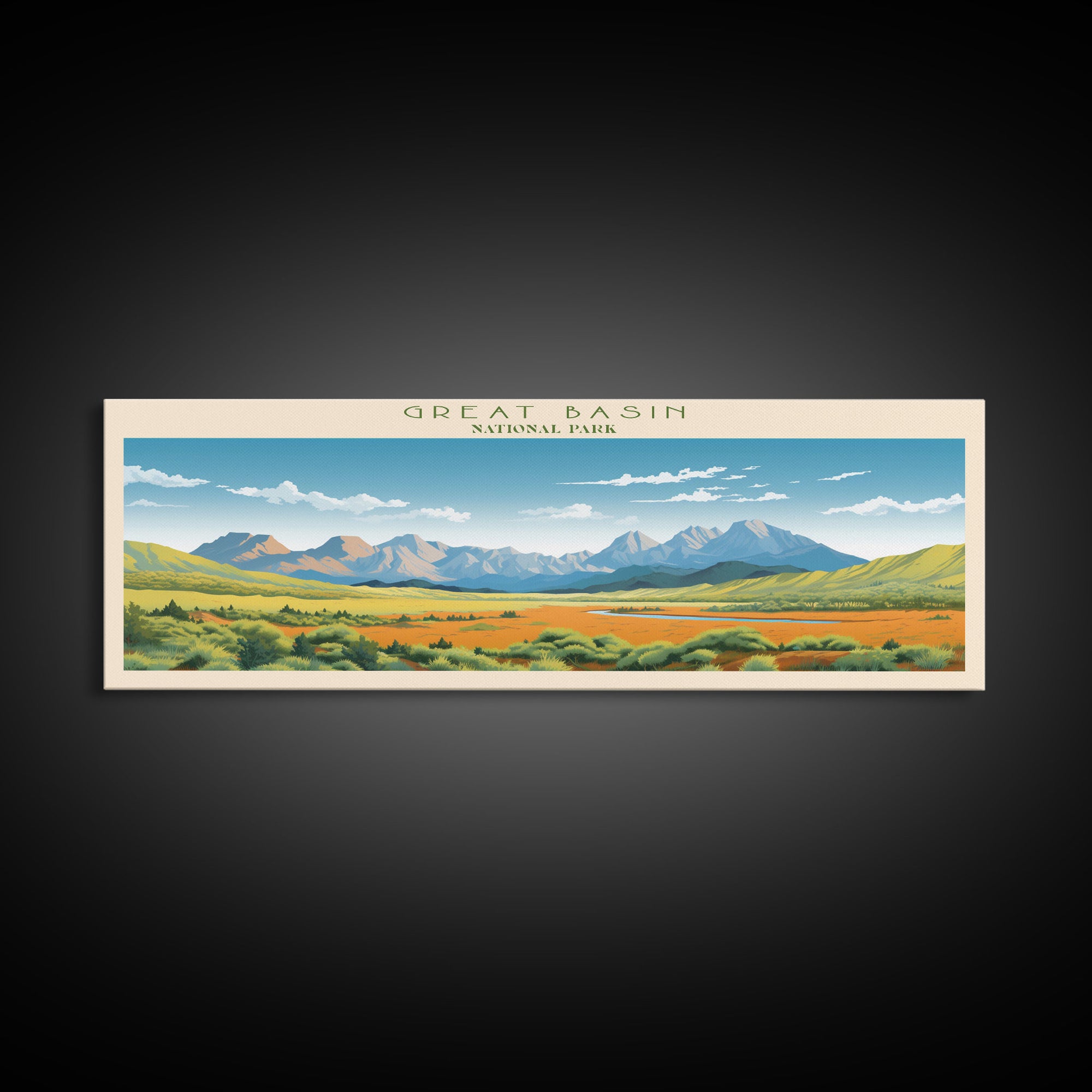 Great Basin National Park, Panoramic Nevada Travel Art, National Park Print, Minimalist Travel Art, Midcentury Modern Style Landscape